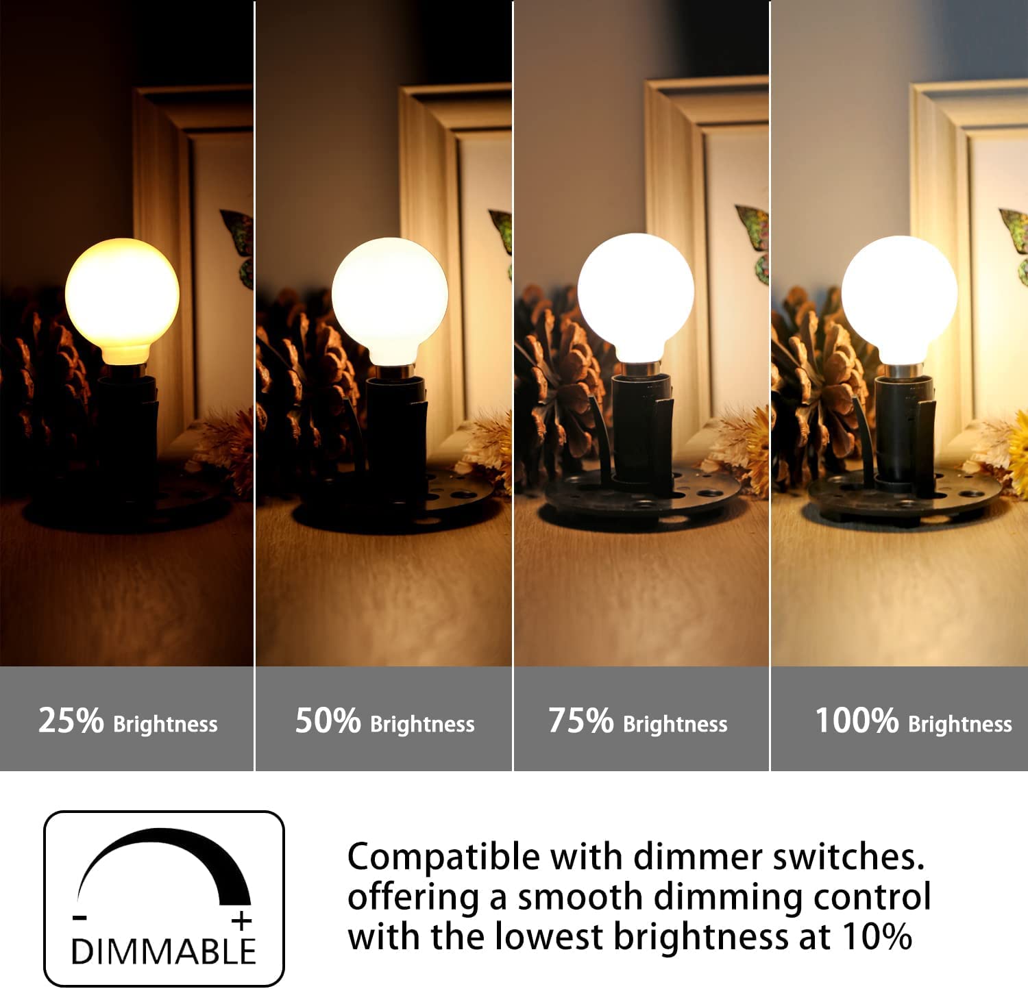 Leools Dimmable g16.5 led Frosted Bulb e12 g16 1/2 led Candelabra Bulb 60w led Edison Bulb 3000K Soft White 600lm ac120v 6w g50