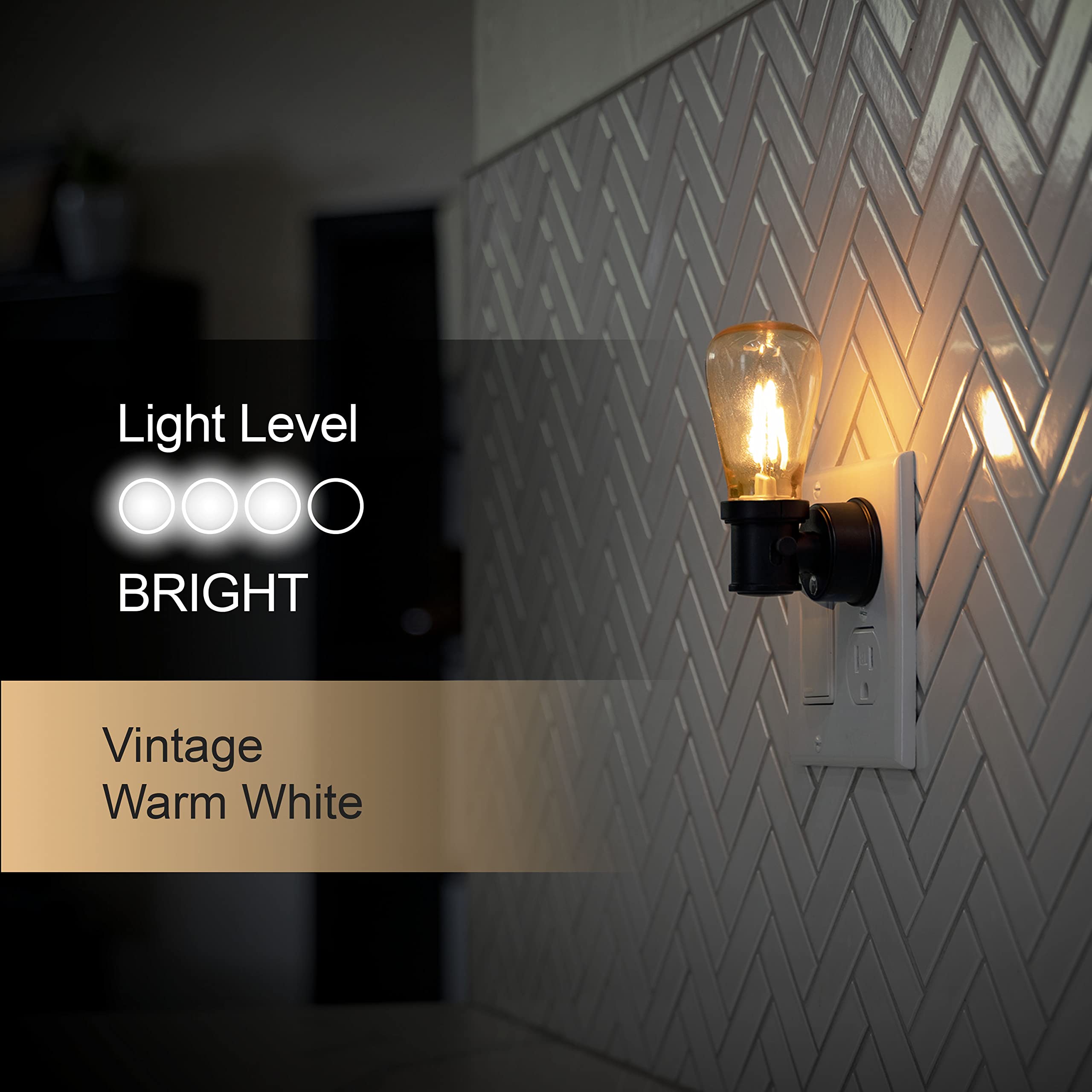 GE Vintage LED Edison Night Light, Dusk to Dawn Sensor, 2 Pack, Black, UL-Listed, Ideal for Home Décor, Model 38628