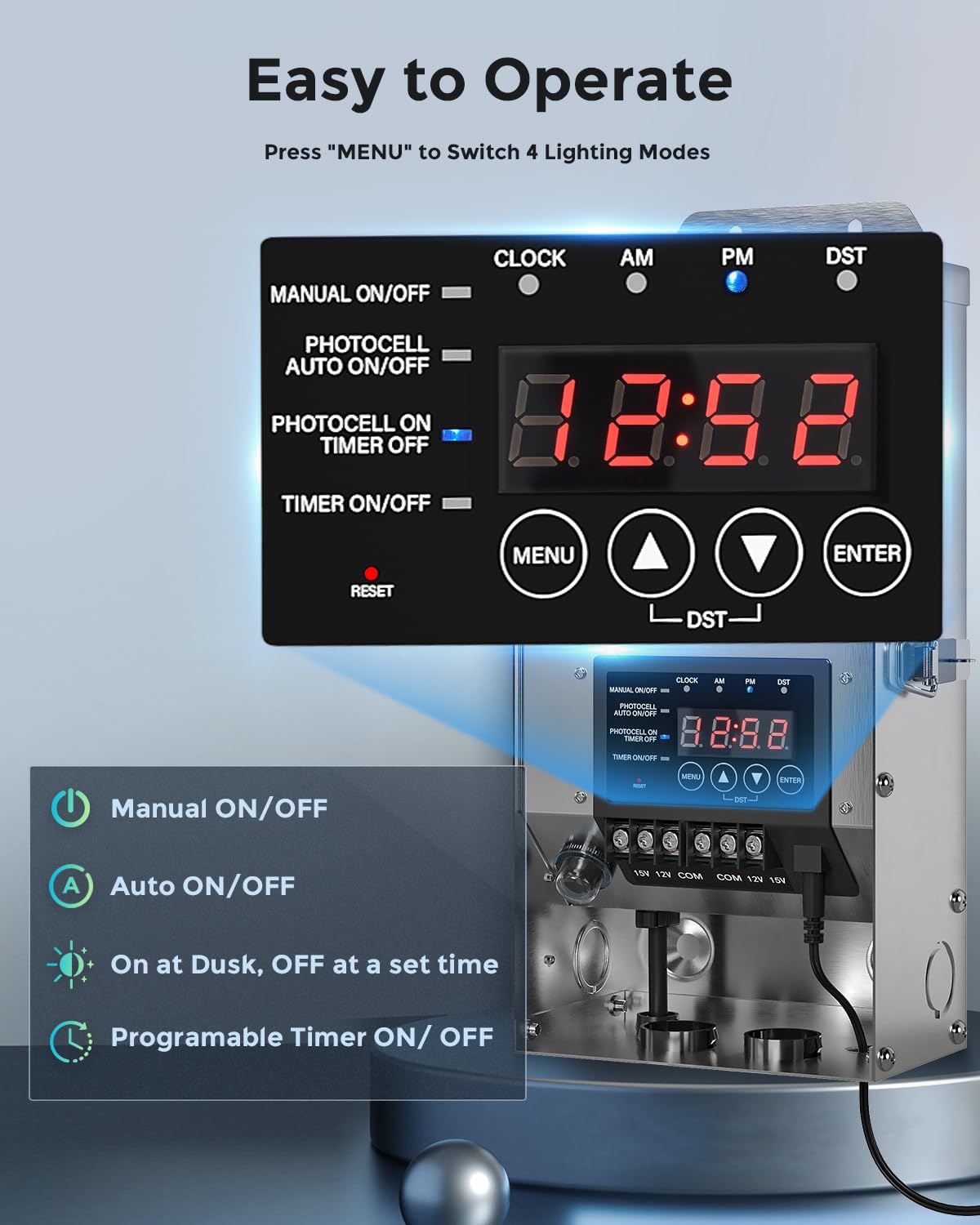 Suraielec 200W Low Voltage Landscape Transformer (12V/15V Ac), Outdoor Transformers For Landscape Lighting, Detachable Photocell Sensor & Digital Timer, Stainless Steel, 5Ft Power Cord, Etl Listed