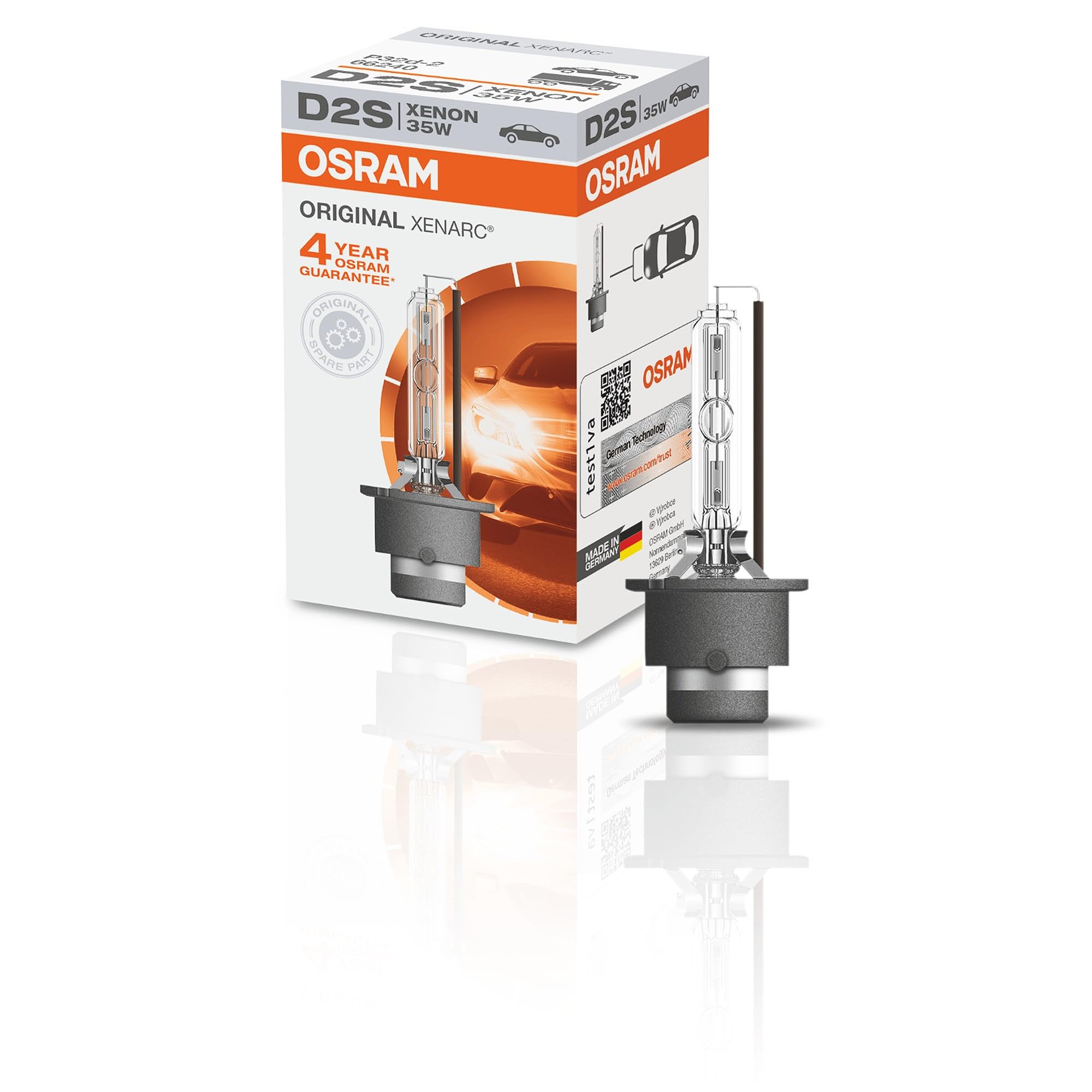Osram D2S 66240 12V Hid Headlight Bulb - Original Equipment, High Intensity, Black