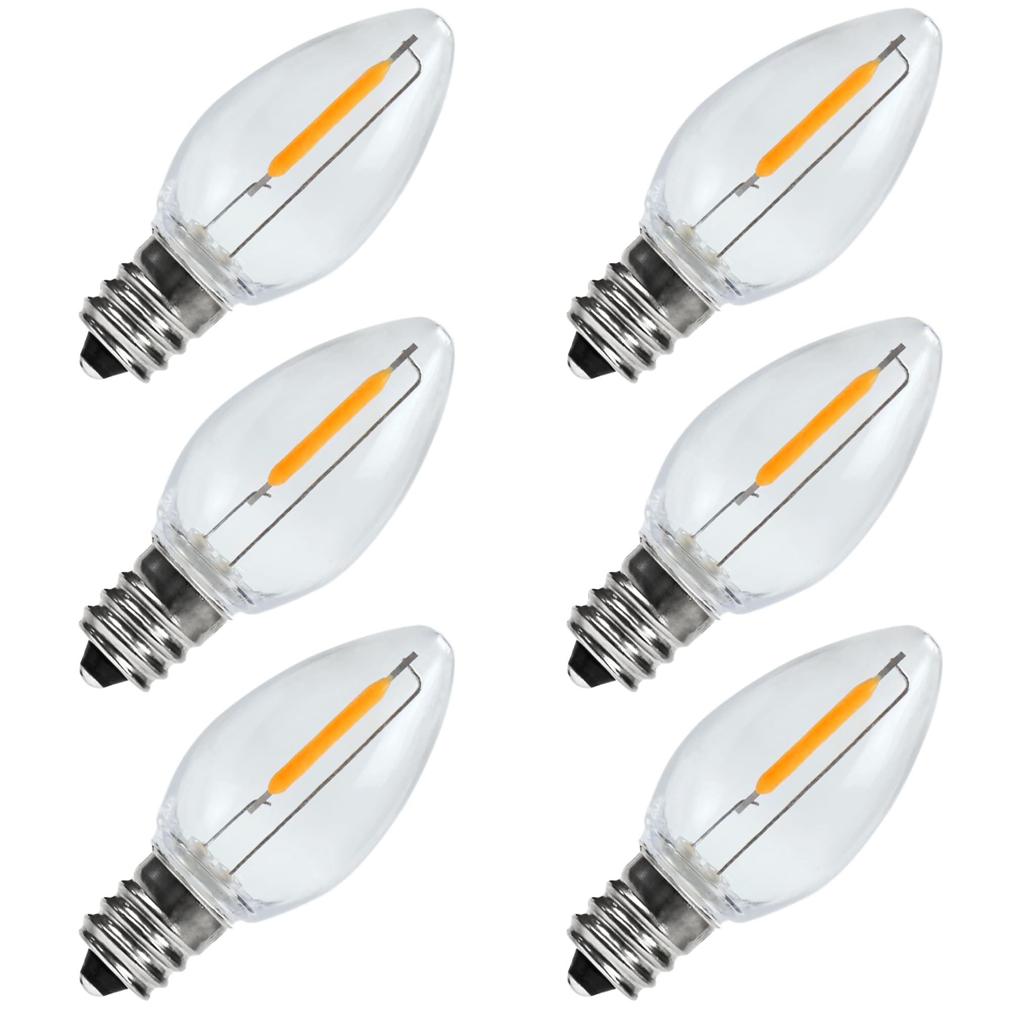 6 Pack C7 Led Night Light Bulbs,C7 Led Replacement Light Bulb For Christmas String Light, 0.6 Watt Equivalent To 7 Watt, Warm Wh