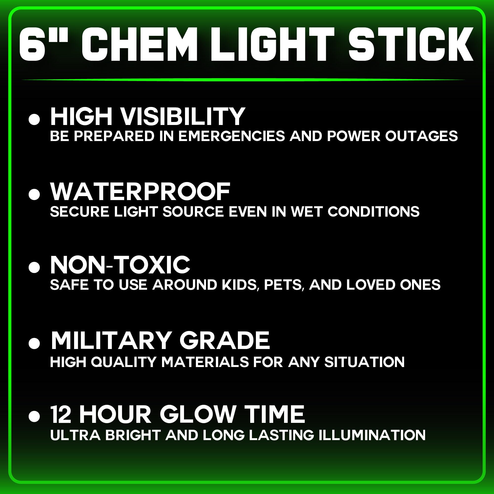 PartySticks Glow Sticks - 12 Ultra Bright Green Chem Lights - 12 Hour Tactical Light Sticks for Camping & Power Outages
