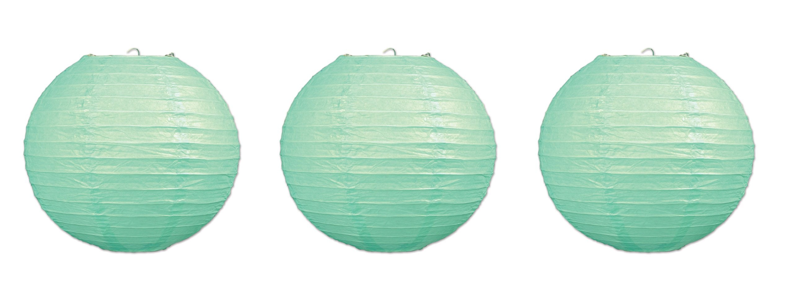 Beistle 3 Piece 9.5 inch Paper Lanterns, Mint Green