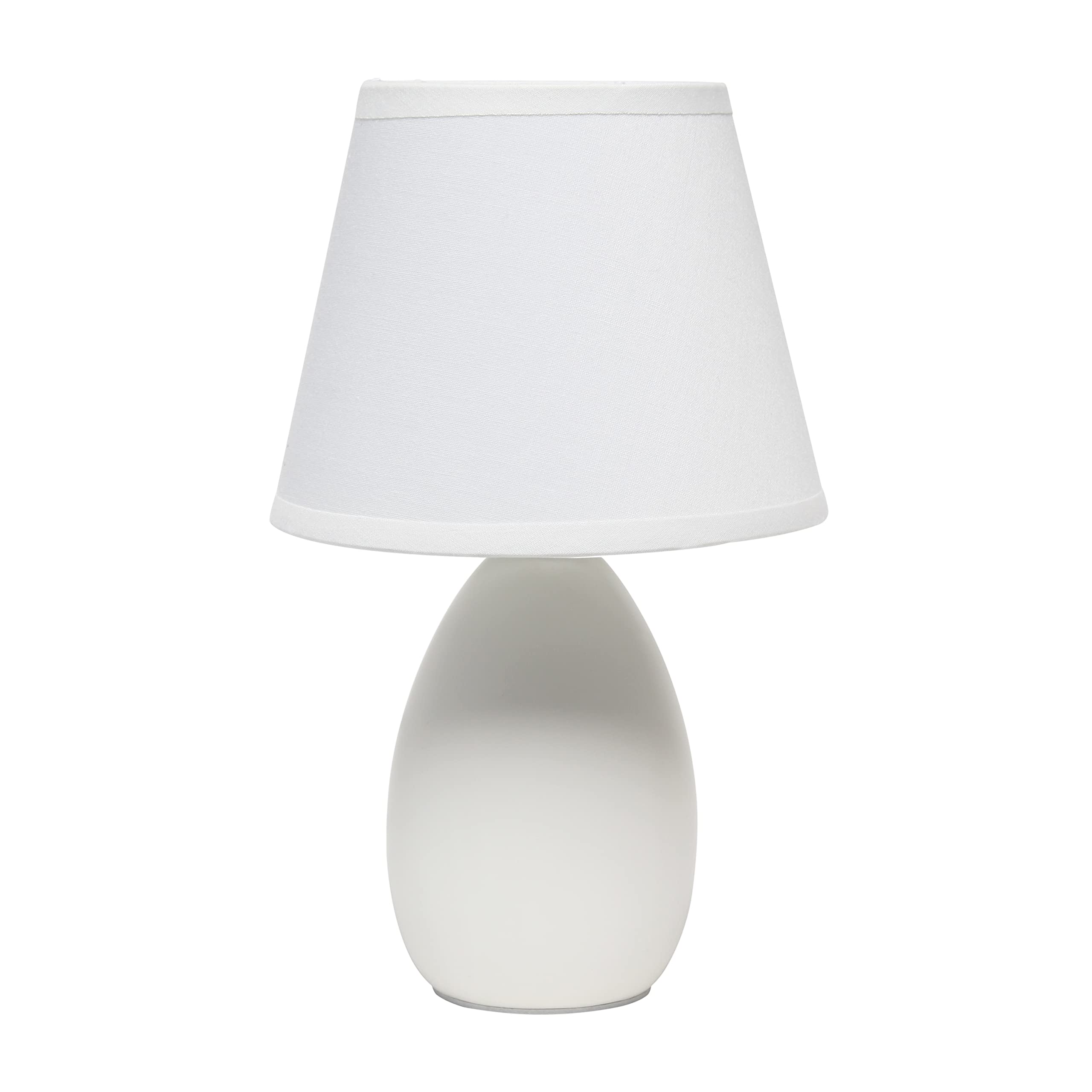 Simple Designs Lt2009-Off Mini Egg Oval Ceramic Table Desk Lamp, Off White , 5.51 X 5.51 X 9.45