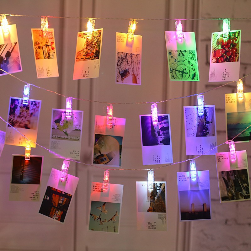 Magnoloran 50 Led Photo Clip String Lights Battery Operated Twinkle Lights Fairy String Lights For Home Bedroom Wall Halloween Thanksgiving Christmas Party Wedding Decor (16.4Ft, Multicolor)