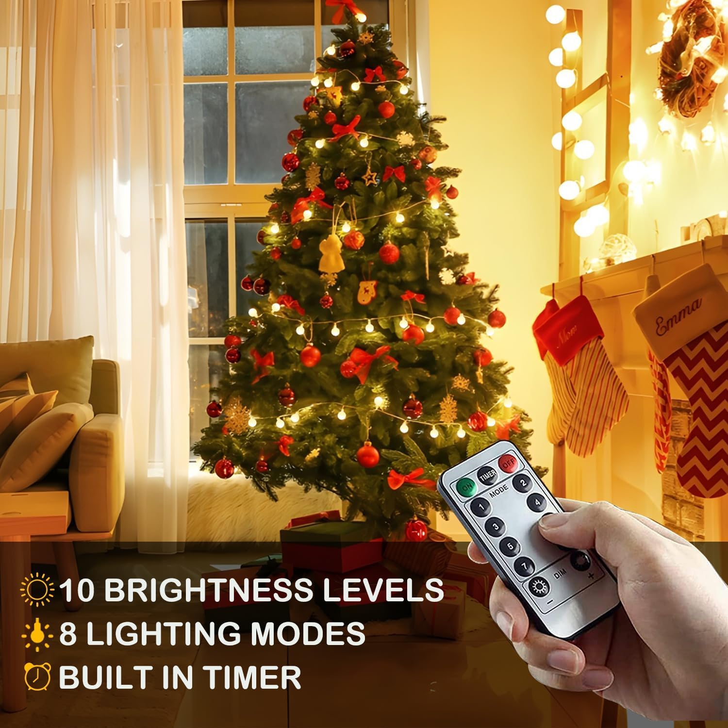 Globe String Lights 65.6 Ft. 200 Led 8 Modes With Remote,Usb Fairy String Lights Plug In,Waterproof Led String Lights For Indoor
