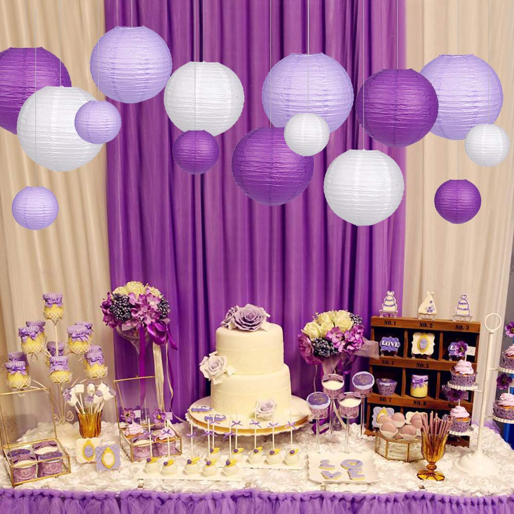 zilue Paper Lanterns 15pcs Decorative Party Supplies Purple/White Model PL100308