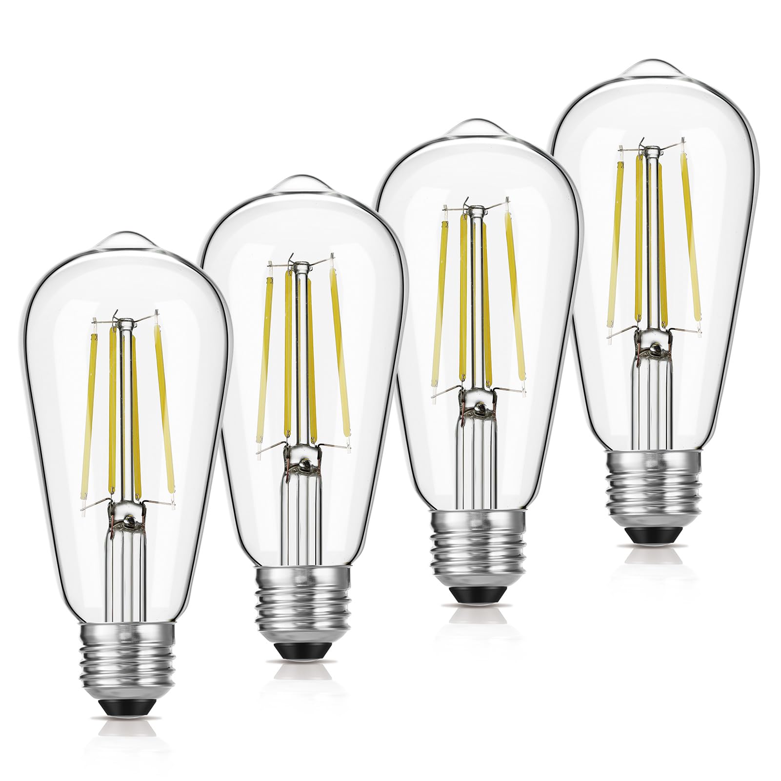 Gozelux Led Edison Bulbs, 60W Equivalent St19, Efficient 6W Led, E26 Medium Base Light Bulbs, High Brightness 750 Lumens, 5000K 