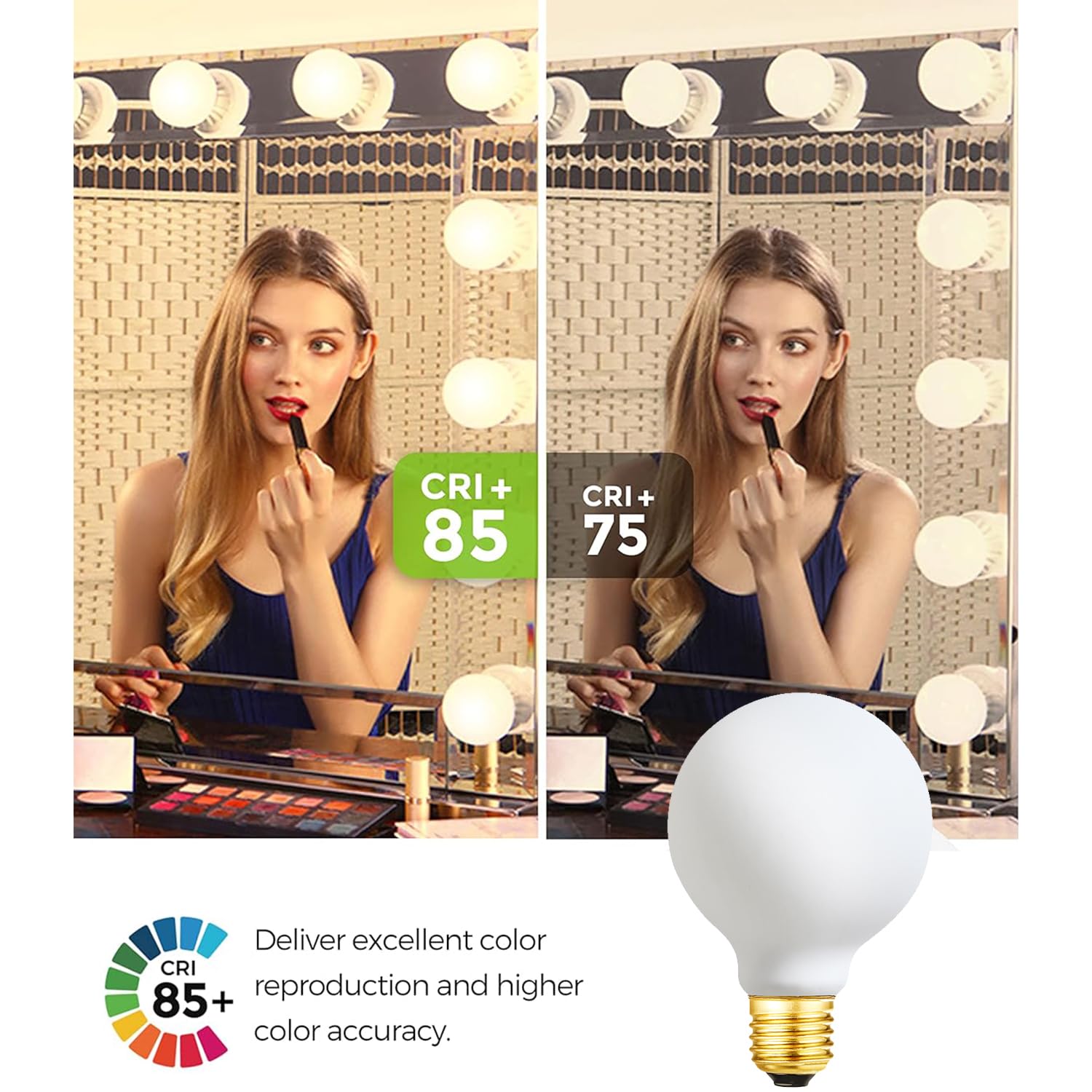 Leools LED Light Bulb G25/G80 Dimmable 6W Soft White 3000K CRI95 E26 Base, 4 Pack - Vintage Matt White Glass