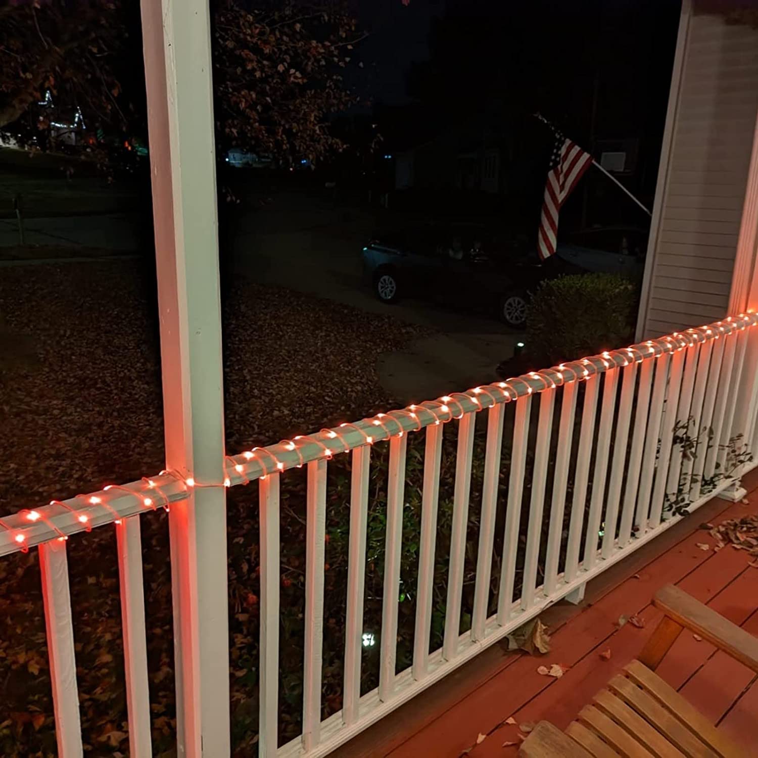 Qitong 33Ft Orange Solar Rope Lights, 100 Leds, Waterproof, 8 Modes For Outdoor Use