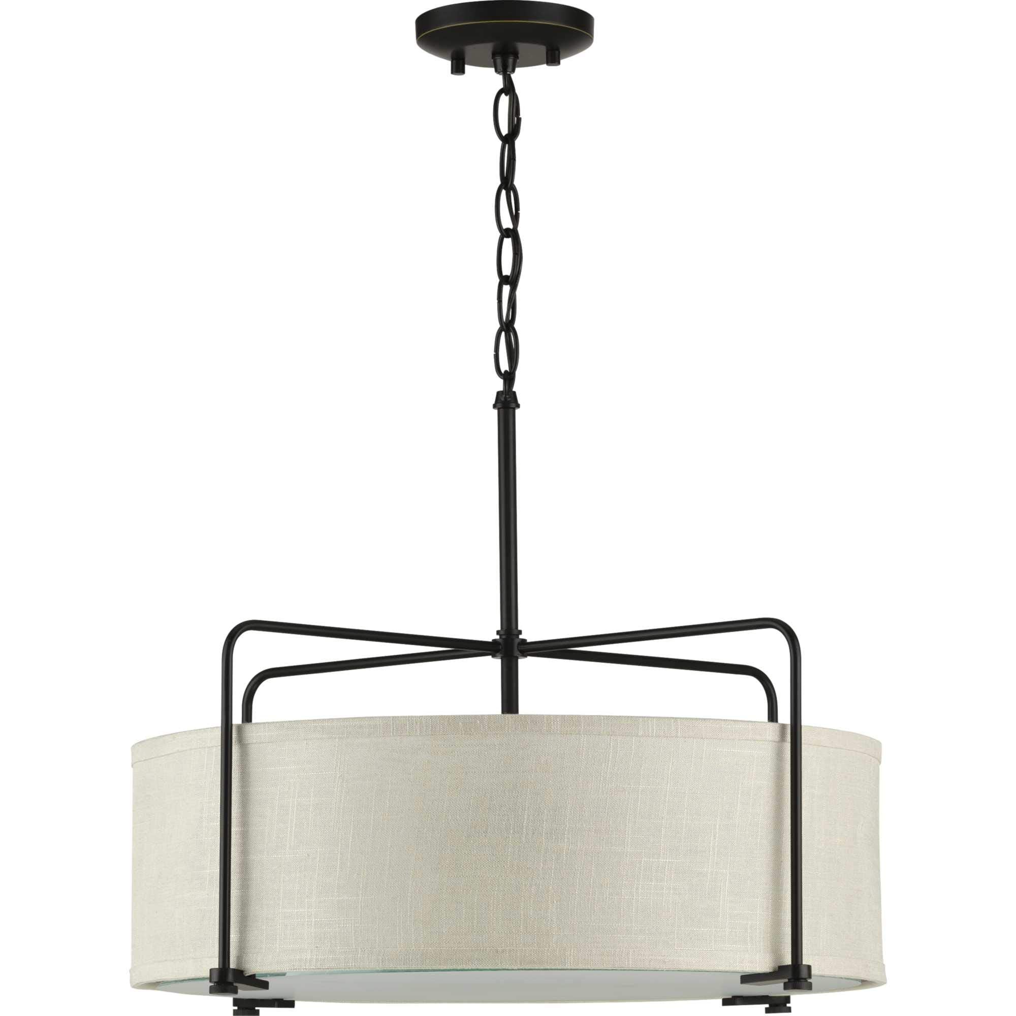Progress Lighting Kempsey Collection Three-Light Semi-Flush Convertible, Antique Bronze, 11'' X 21-3/4''