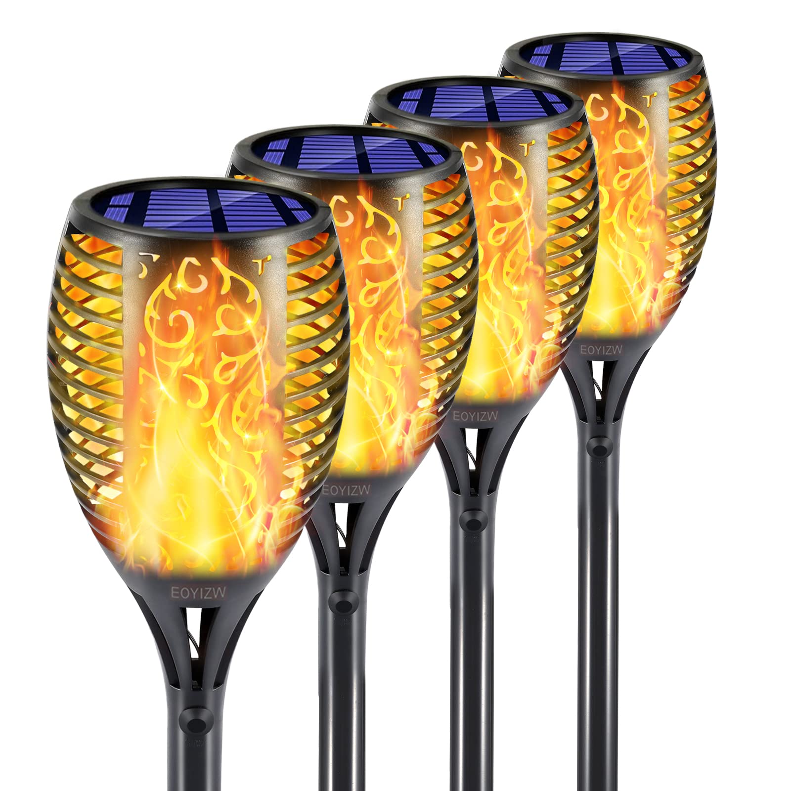 EOYIZW Solar Lights Outdoor 4 Pack, 99 LEDs Solar Torch Light with Flickering Flame- IP65 Waterproof Solar Garden Lights, Solar