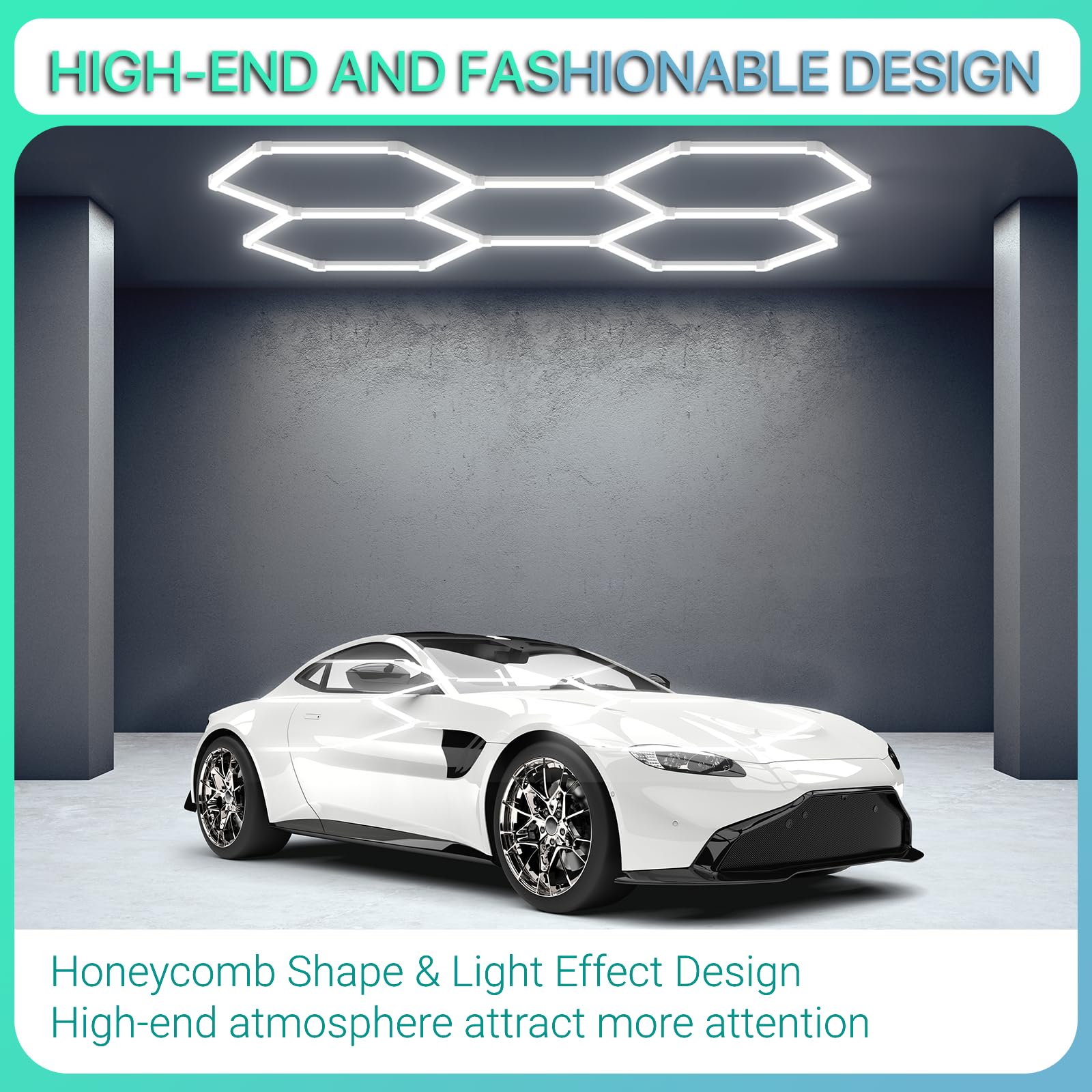 Litezone 168W Hexagon Garage Lights, 20160Lm, 6500K Led Ceiling Lights For Garage & Warehouse