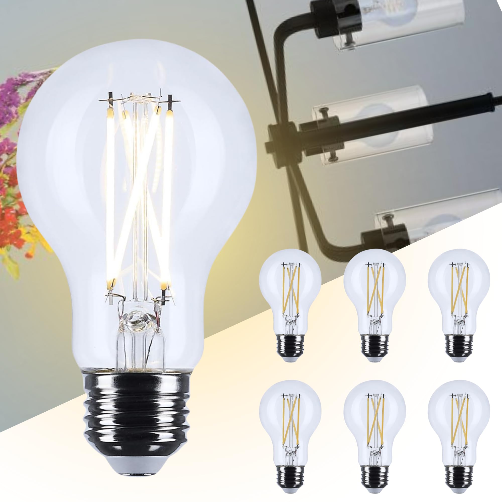 Satco 12.5W LED A19 Light Bulb 3500K Neutral White 1500 Lumens Clear Finish E26 Medium Base Dimmable 300 Degree Beam Enclosed Fi
