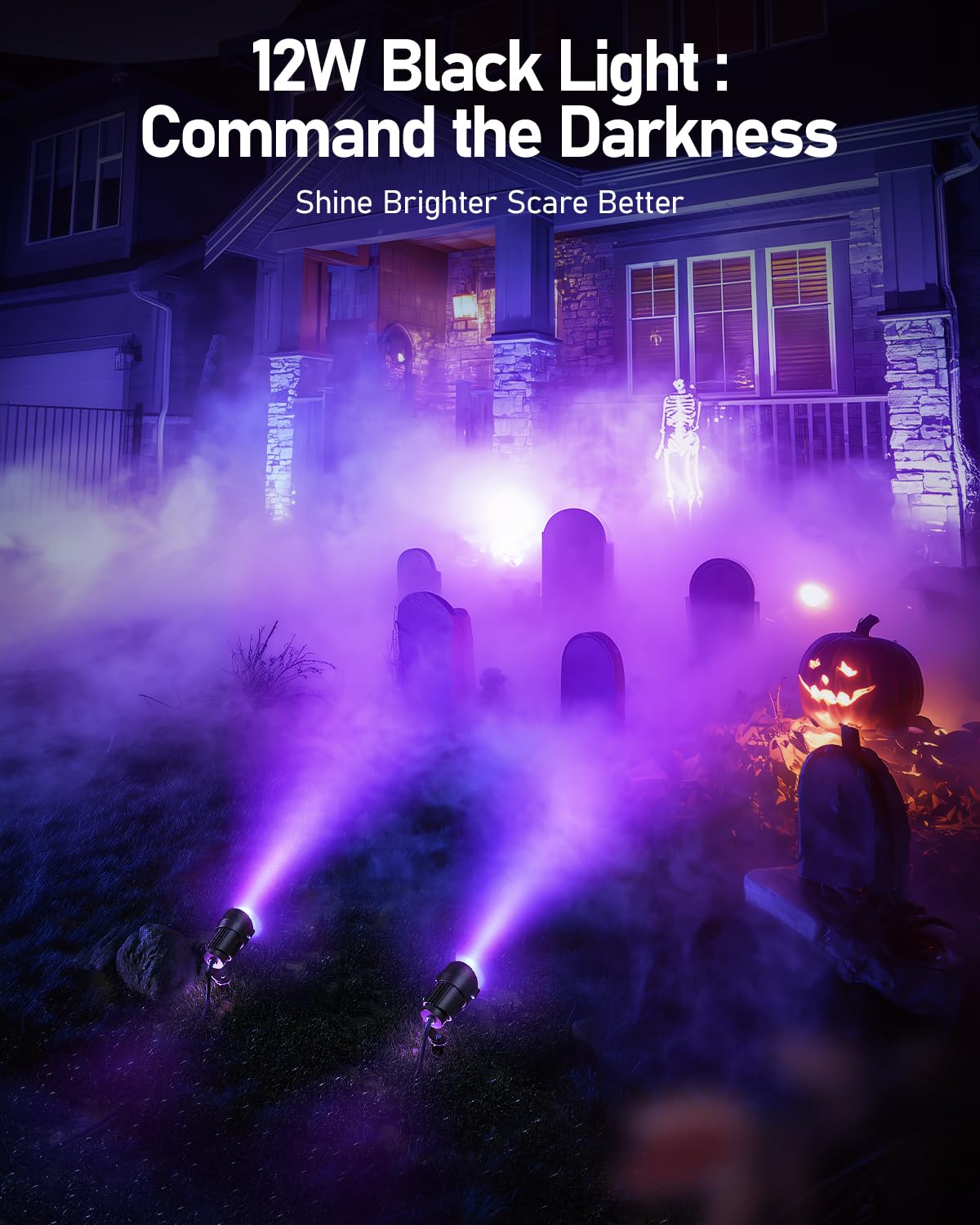 Hiboitec Halloween Black Light Spotlight Outdoor 12W Ip65 Waterproof Led Spot Lights Landscape Lighting With 4.9Ft Us Plug For Glow Party Body discomfort-reducingt Yard Garden Decorations 1Pack