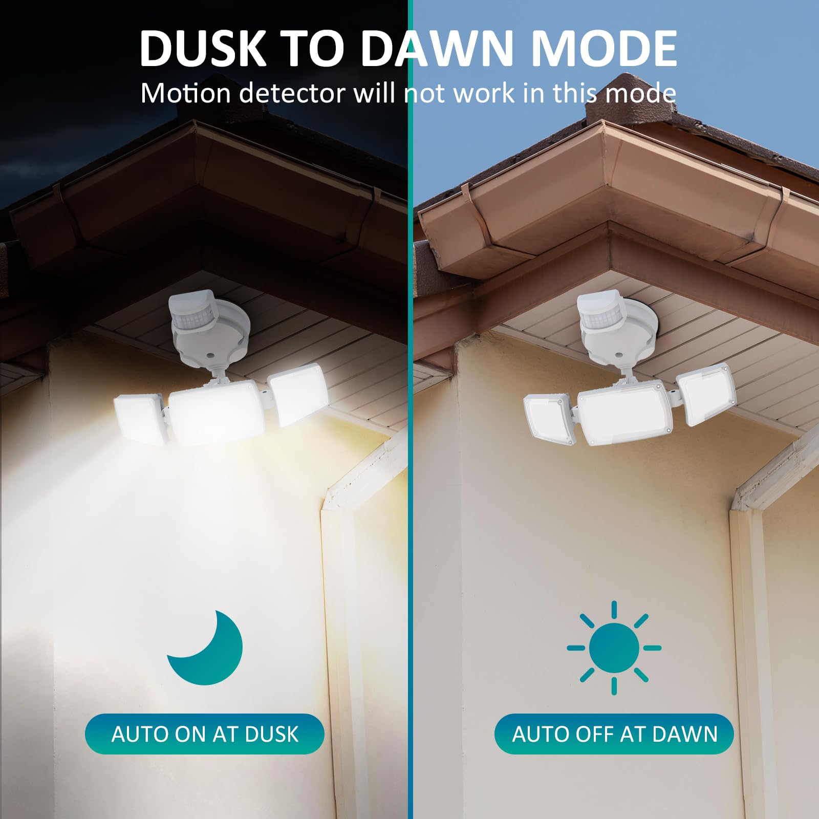 USTELLAR 55W Motion Sensor Security Lights, 5500LM, IP65 Waterproof, Outdoor Flood Lights, White, Model UT88125, 2 Pack
