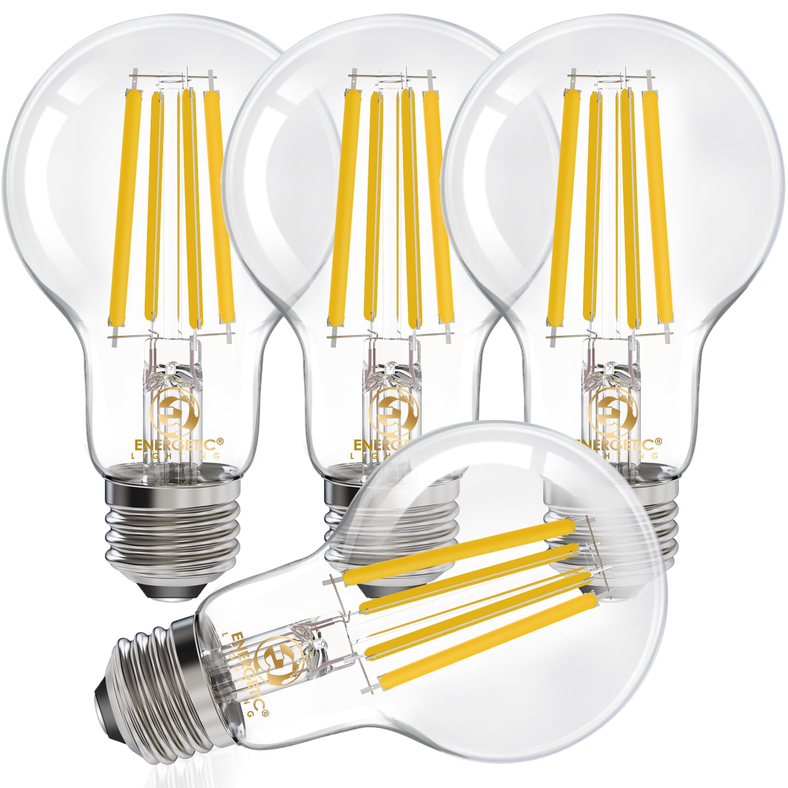Energetic Dimmable A19 Led Edison Light Bulb, 12W Equivalent 100W, 1600Lm High Brightness, 3000K Warm White, Clear Antique Led F