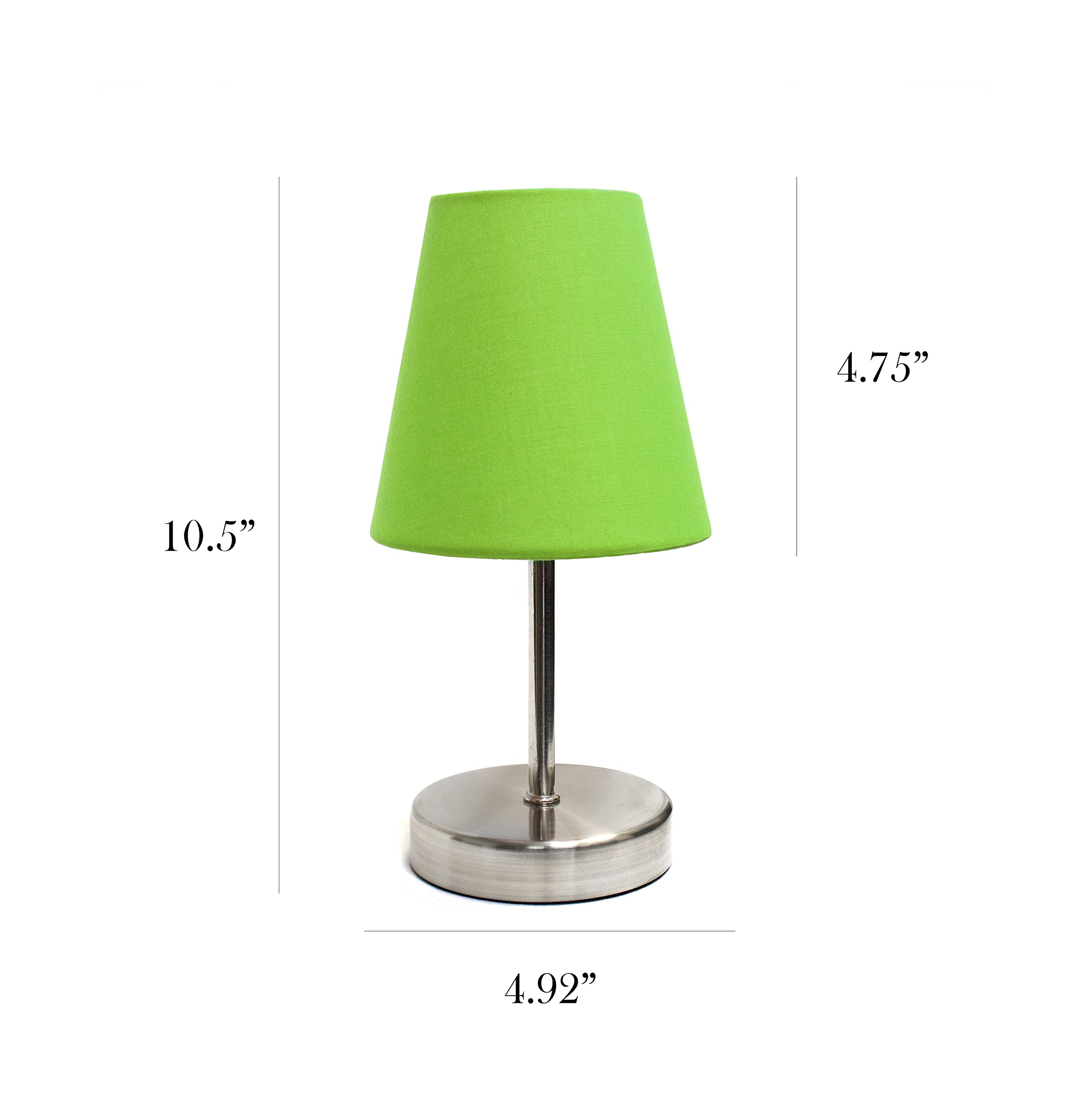 Simple Designs Lt2013-Grn-2Pk Sand Nickel Mini Basic Table Lamp With Fabric Shade 2 Pack Set, Green