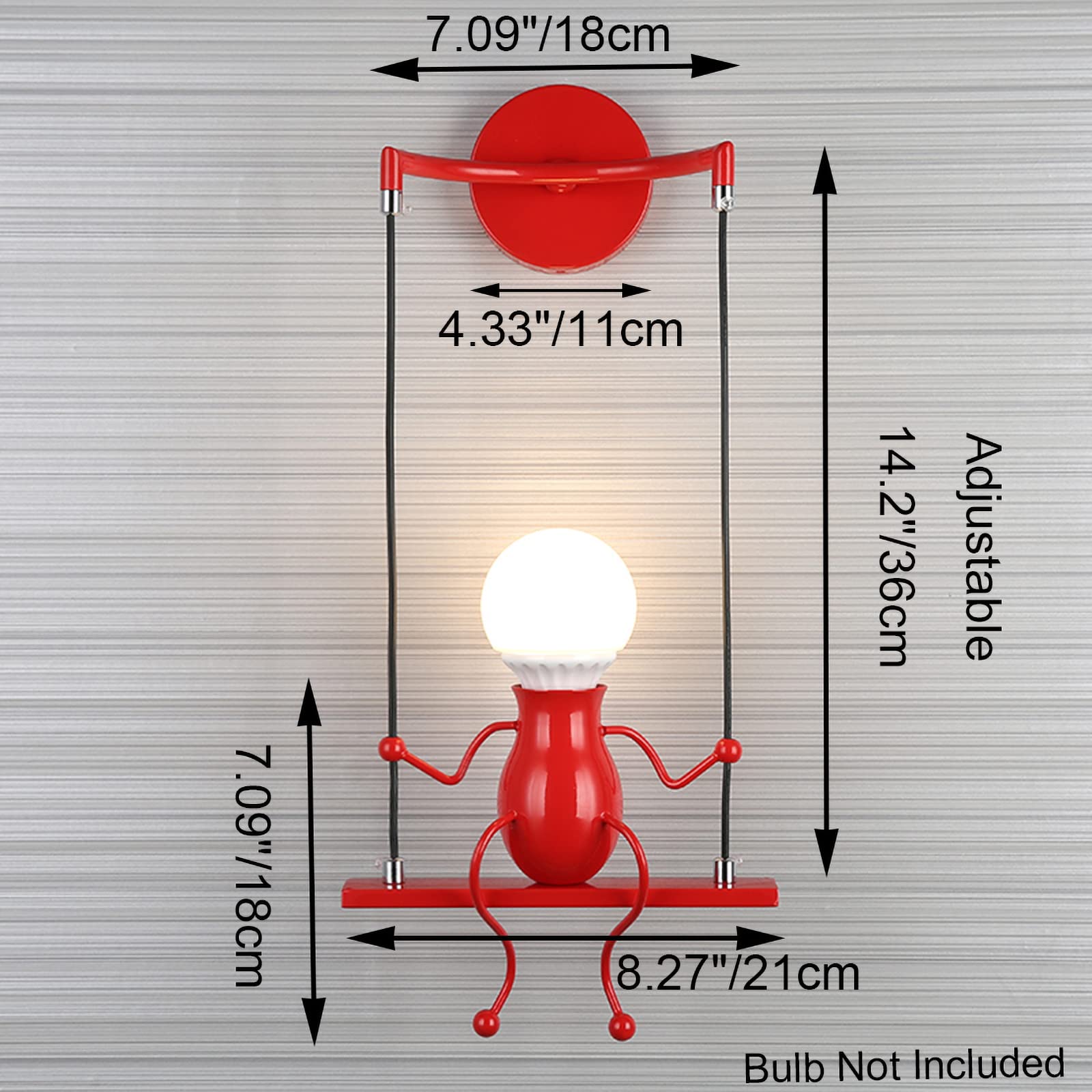 SOUTHPO LED Wall Light Fixture, Swing Single, Metal, Red, Cartoon Design, Adjustable Bedside Lamp, Model SOUTHPO