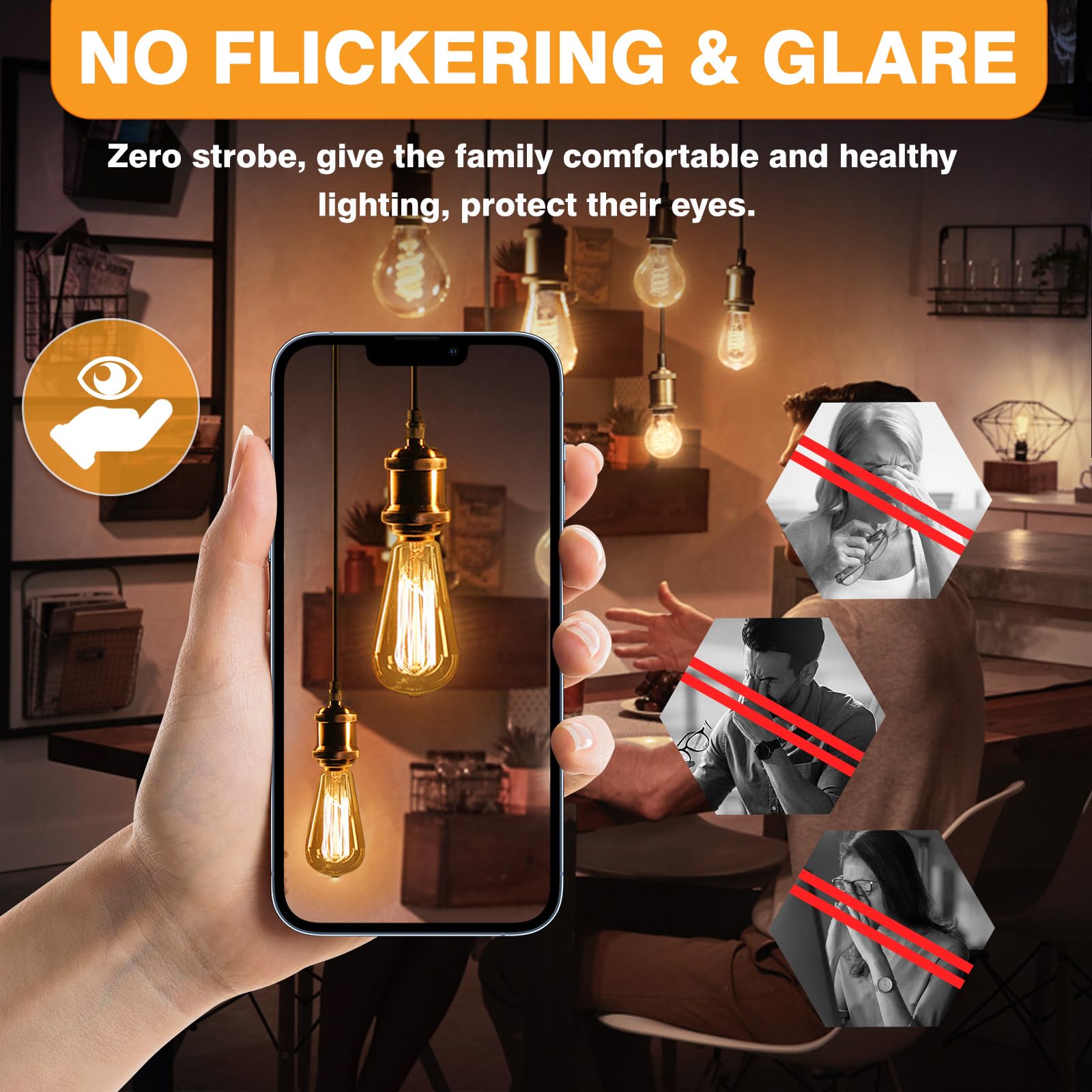 IINVGOOD Edison Light Bulbs, Dimmable Vintage LED, 60W Equivalent, 8W, 800LM, ST58, Clear Glass, 5000K Daylight White,