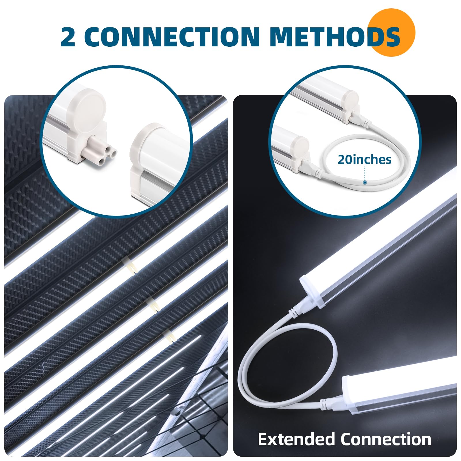 Barrina T5 4Ft Led Shop Light, 2 Pcs Power Cords 6500K Super Bright White 2200Lm 20W Utility Light Fixture, Ceiling Under Cabinet Light For Workshop Garage, Corded Electric With On/Off Switch, 6 Pack