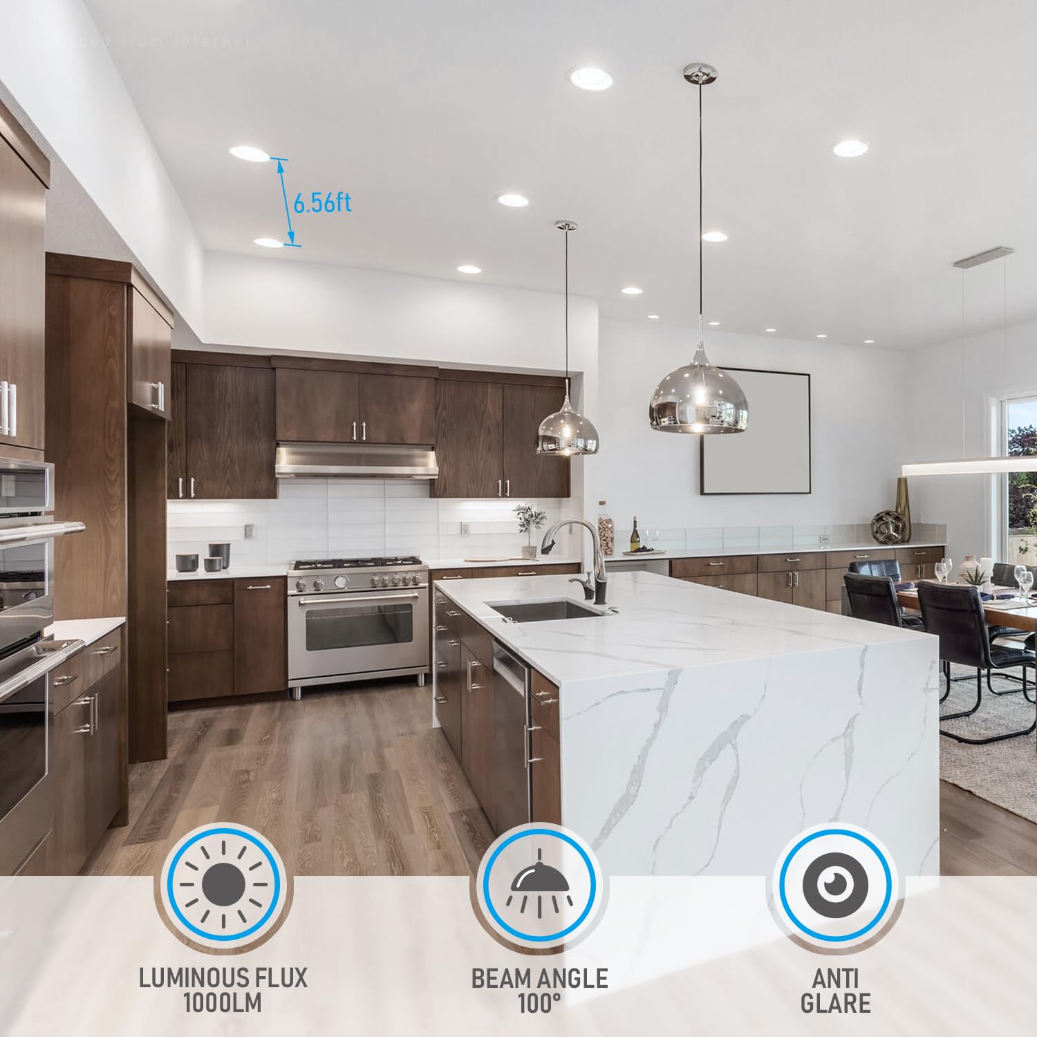 Torchstar 8-Pack 5Cct 6 Inch Slim Led Recessed Lighting With Junction Box, Anti-Glare Baffle Trim, Cri90 Dimmable Aluminum Ceiling Downlight, Air Tight & Ic Rated, 2700K3000K3500K4000K5000K Selectable