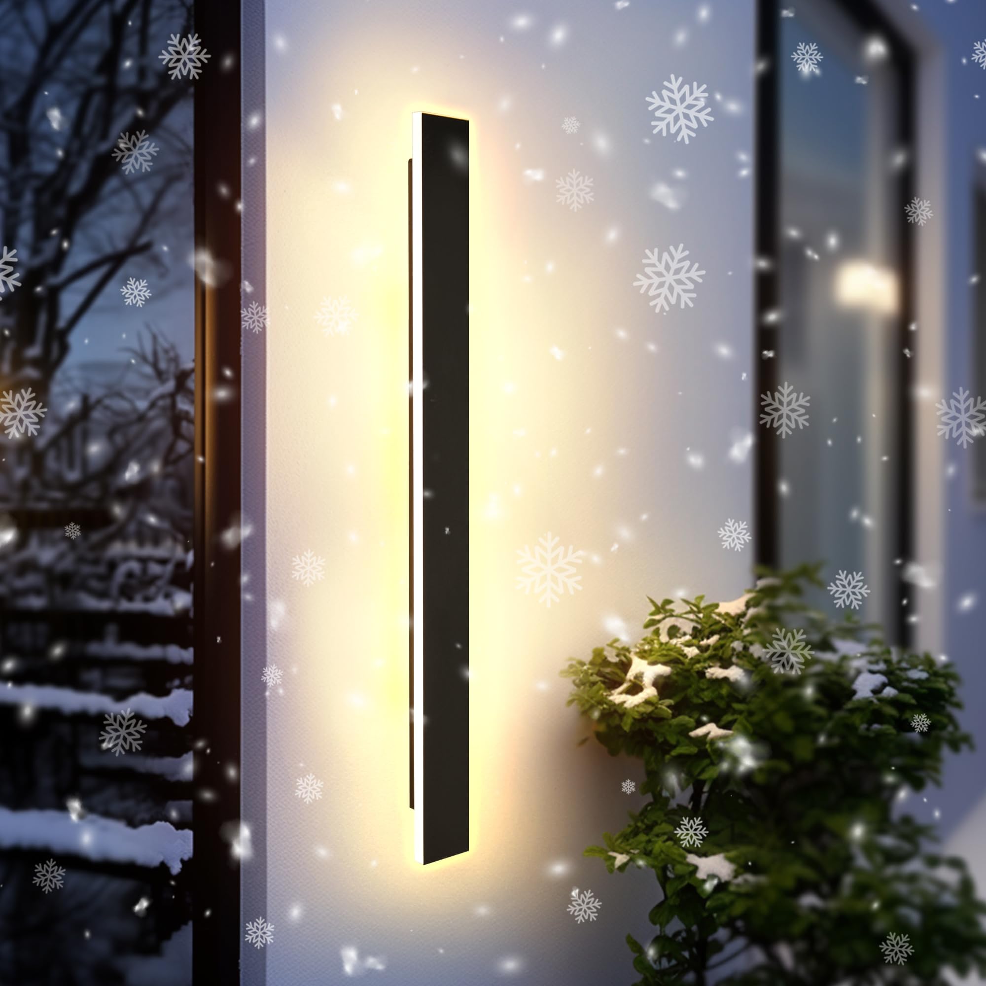Ycmgead Outdoor Wall Light Led Long Wall Sconce 39.38In Ip65 Waterproof Black Modern Outdoor Lights 3000K 32W Metal Exterior Light Fixture For Porch Light Patio Door Yard Garden Villa Living Room