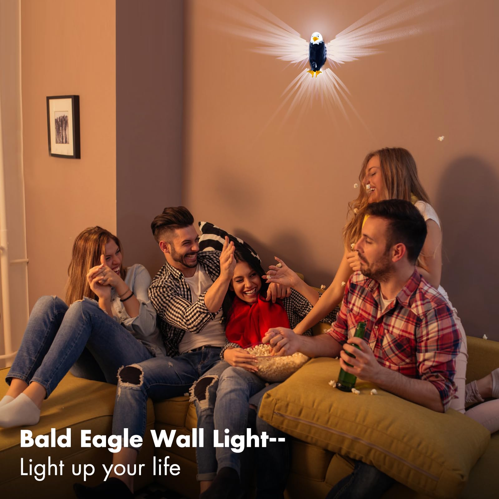 Eagle Wall Light, American Bald Eagle Light With Eagle Sound, Magnetic Wall Mounted Led Eagle Night Light With Remote Control, U
