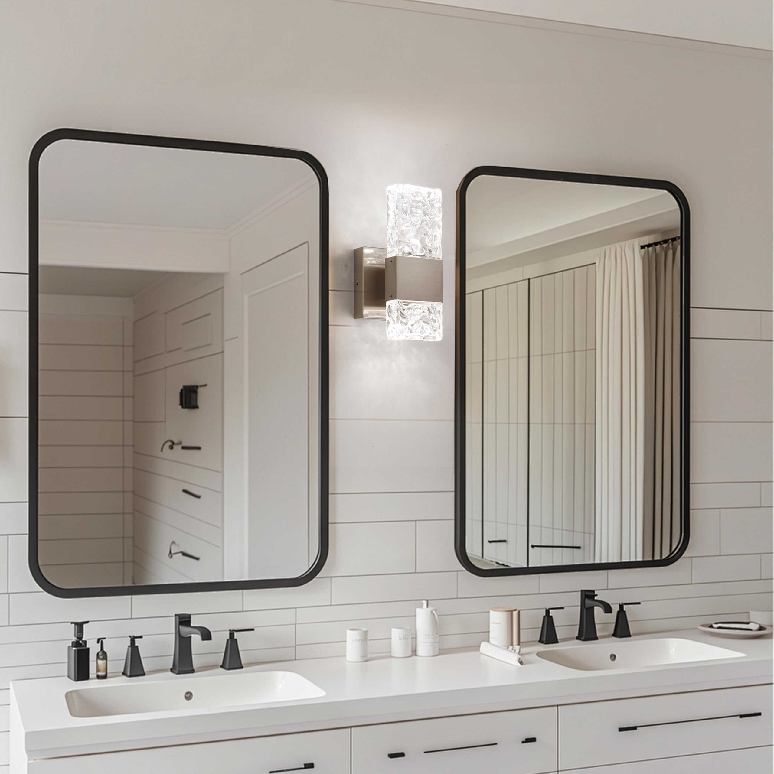 OYLYW LED Vanity Light Fixture, Brushed Nickel, 5800K, Stainless Steel, Model 1428, 1 Light for Bathroom Wall Sconce