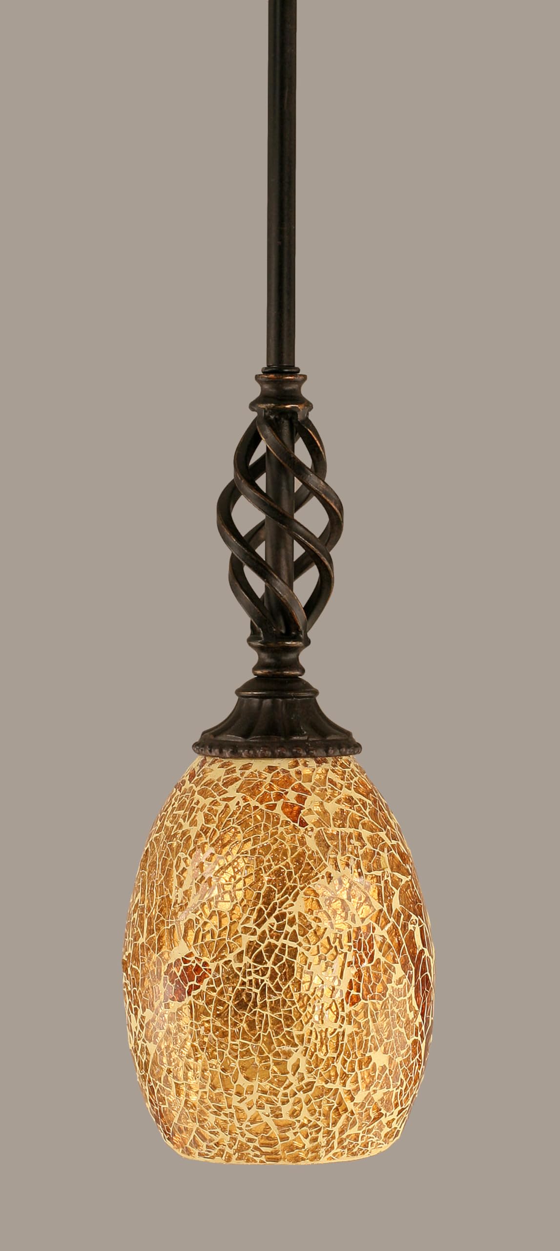 Toltec Lighting 80-DG-4175 Elegante Mini Pendant with Hang Straight Swivel with 5 Inch Gold Fusion Glass, Dark Granite Finish