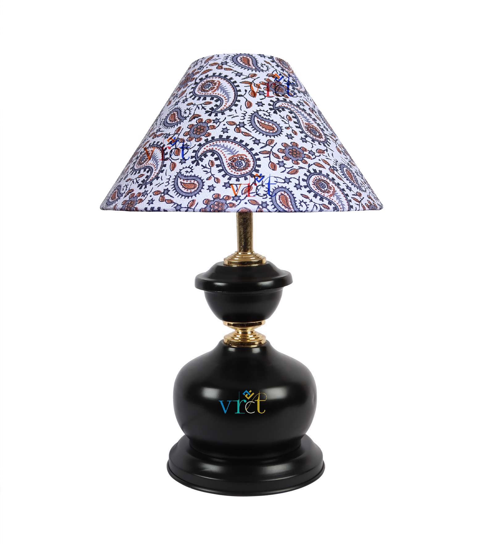 VRCT Beautiful Black and Gold Table Lamp with 10 inch Shade (Matka Mehendi)