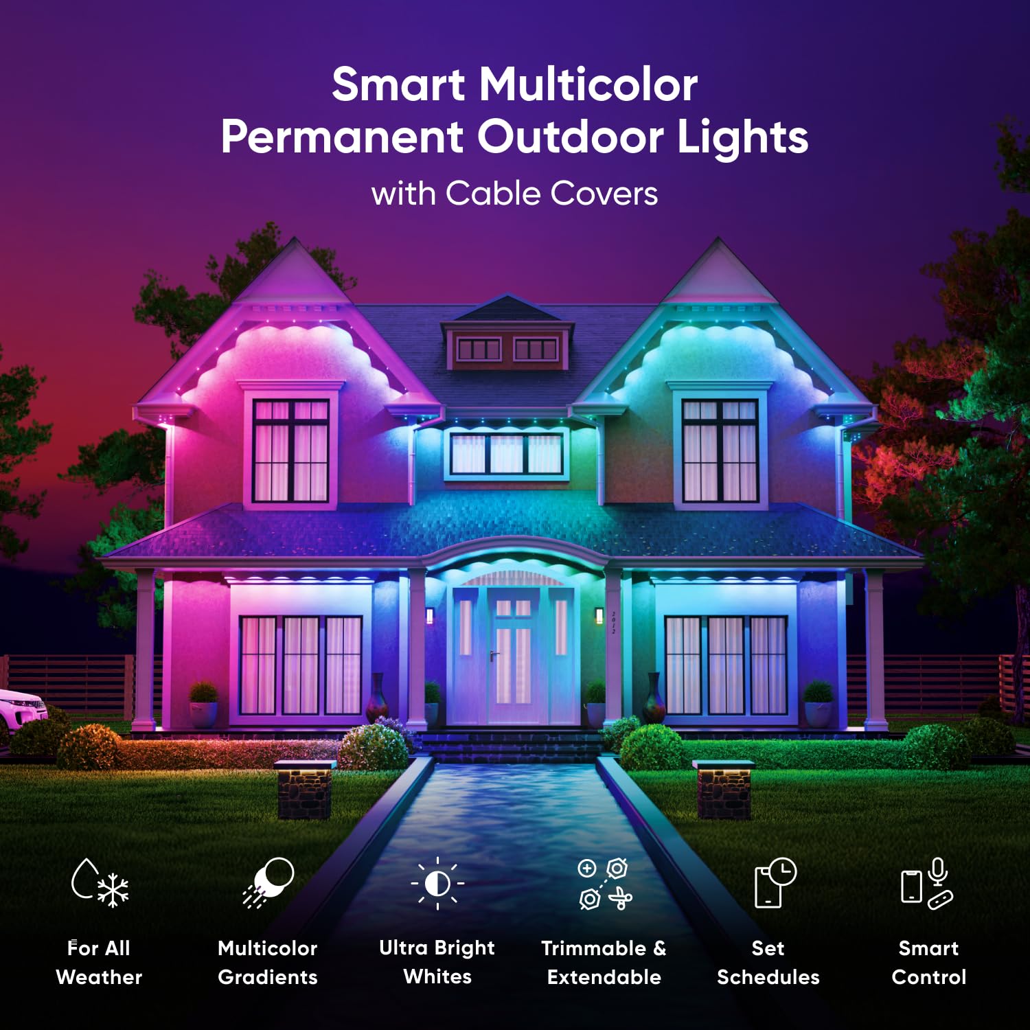 Nanoleaf Smart RGBCW Outdoor String Lights, 49ft IP67 Waterproof, Multicolor, Model N7401K03-15POL