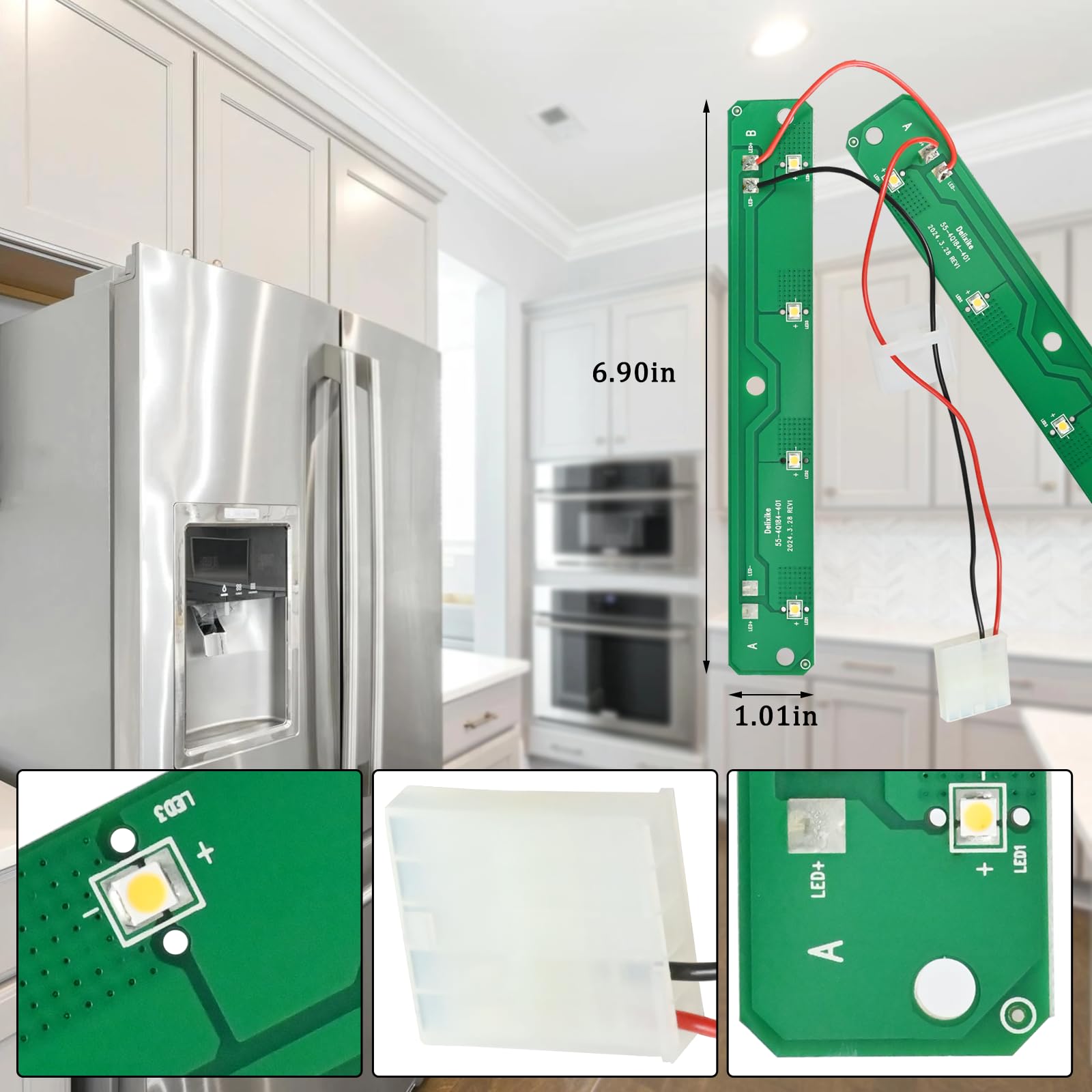 Delixike W11043011 Refrigerator LED Light - Compatible with Kenmore, Maytag, Whirlpool - Green, Plastic, Replaceable Model EAP12070396