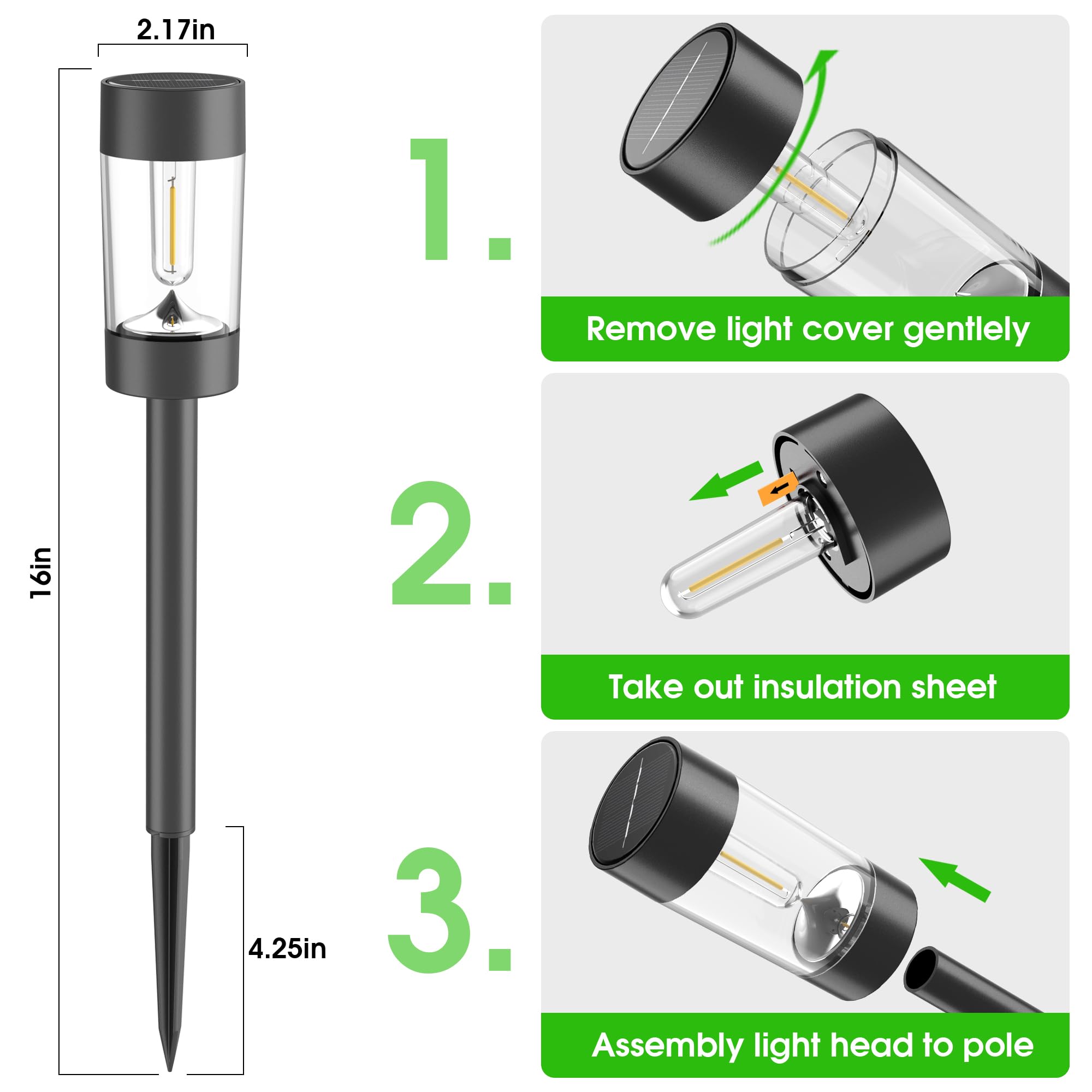 Eyrosa Solar Lights Outdoor, 12 Pack Waterproof Solar Landscape Lighting For Pathway Garden Yard Path Walkway Driveway Lawn Pati