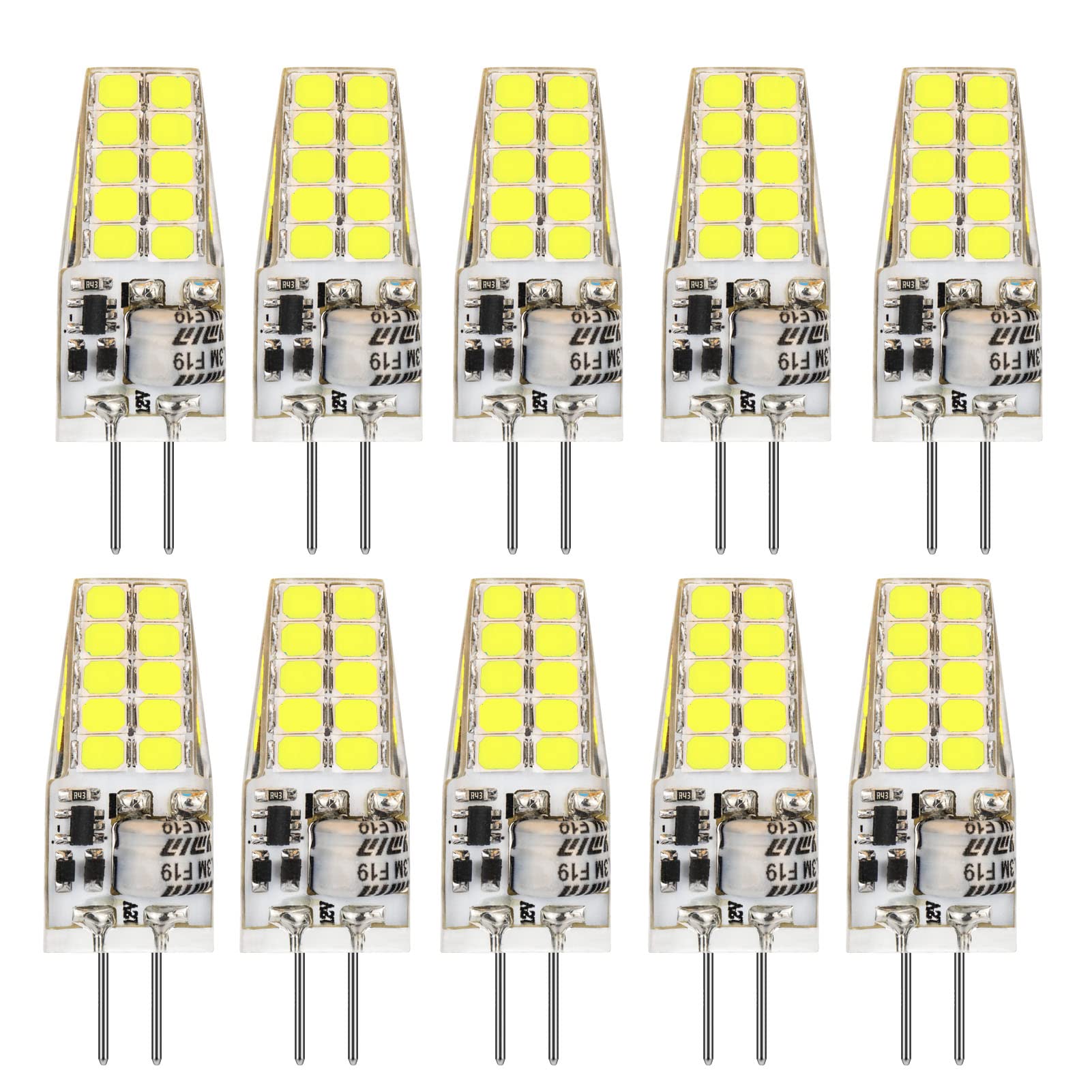 Baoming G4 Led Bulb 12V Jc Tybe, 20W/35W T3 G4 Halogen Equivalent, 6000K Daylight White, G4 Bi-Pin Base, No-Flicker 400Lm, Chand