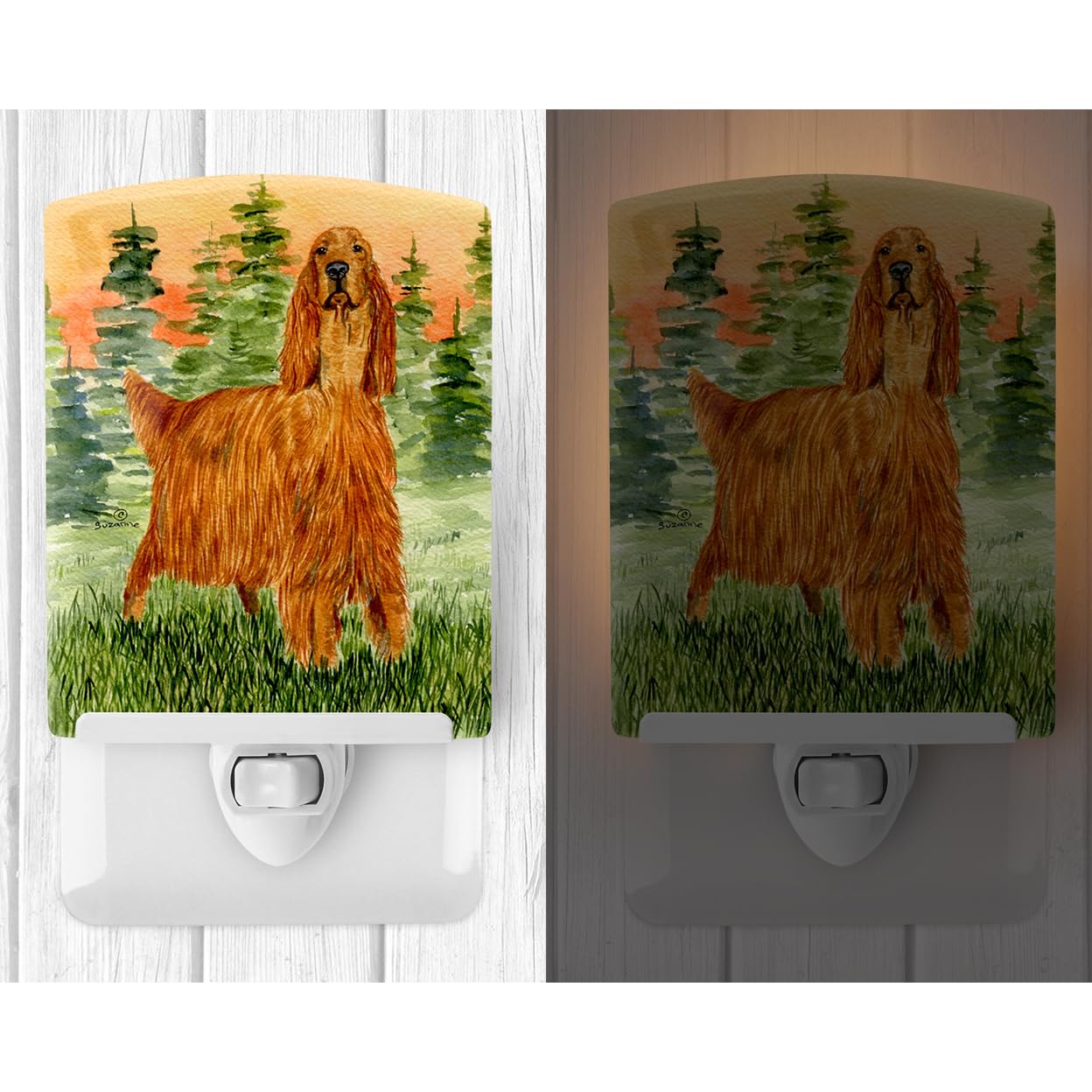 Caroline'S Treasures Ss8625Cnl Irish Setter Ceramic Night Light Compact, Ul-Certified, Ideal For Bedroom, Bathroom, Nursery, Hallway, Kitchen, 6X4X3, Multicolor
