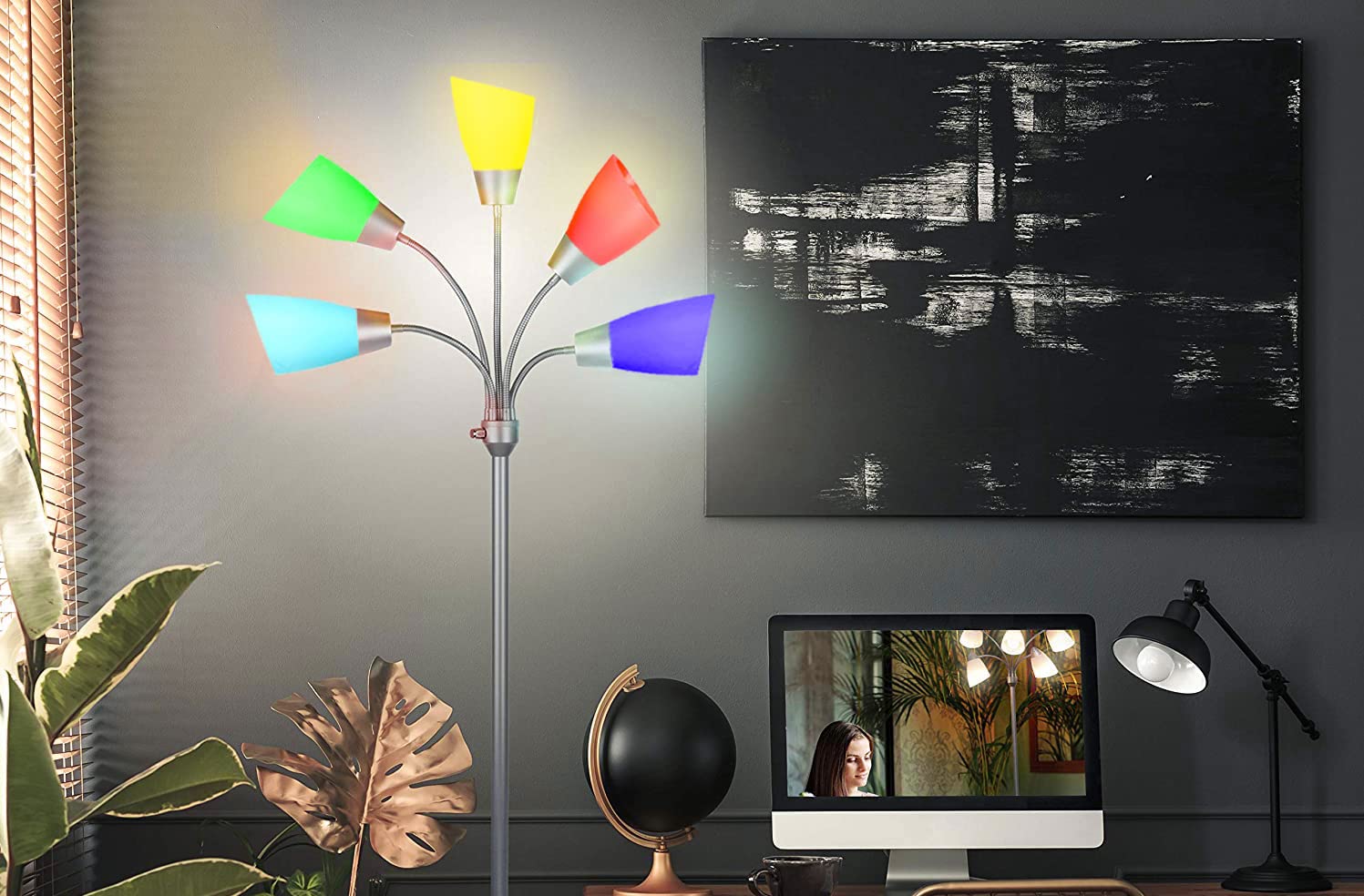 Velouer Plastic Lampshade 5 Pack - 5.7" High, 4.1" Diameter, 1.65" Fitter, 5 Colors - Replacement Shade for LED Floor