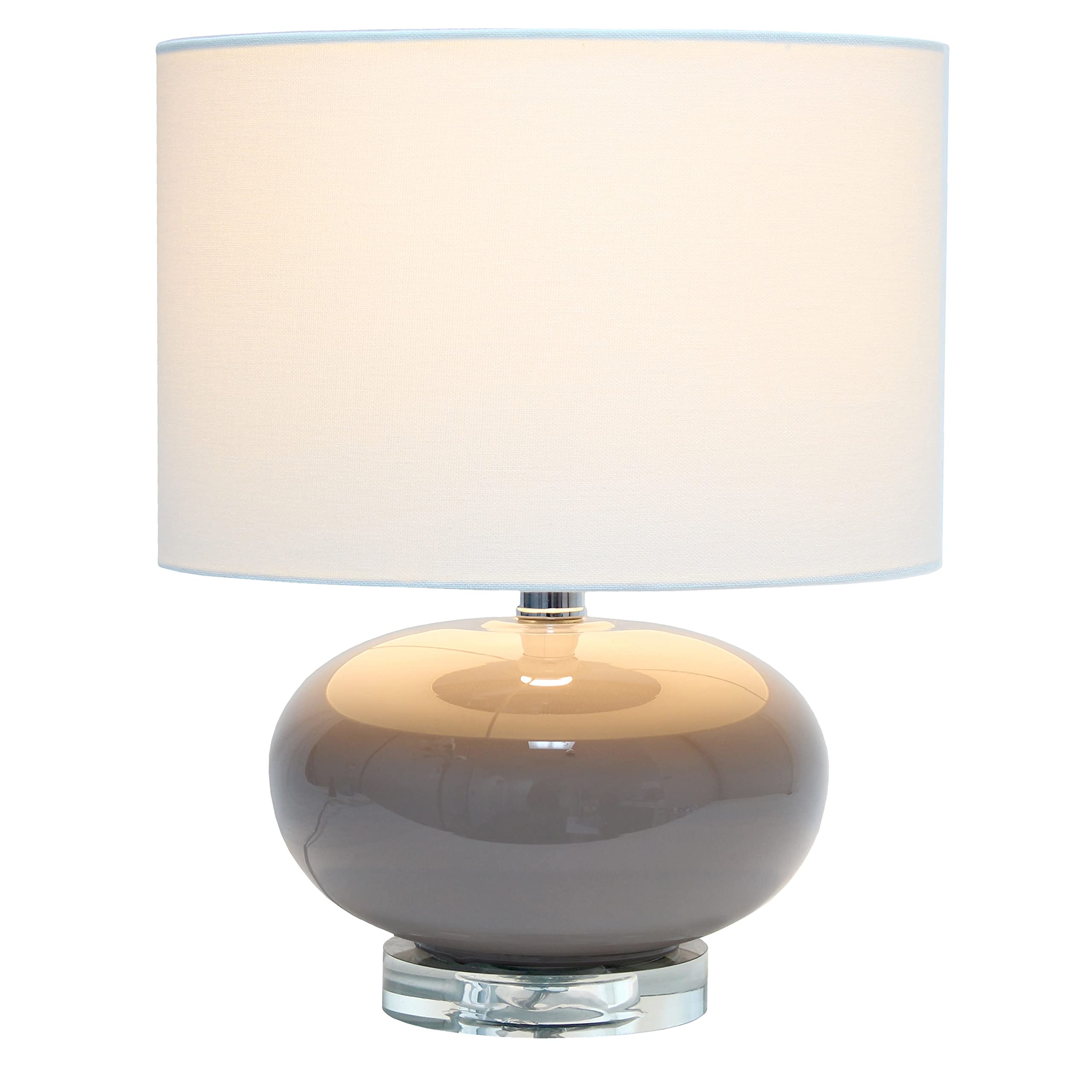 Elegant Designs LT1127-GRY Ceramic Table Lamp - 15.25in Modern Gray with White Fabric Shade