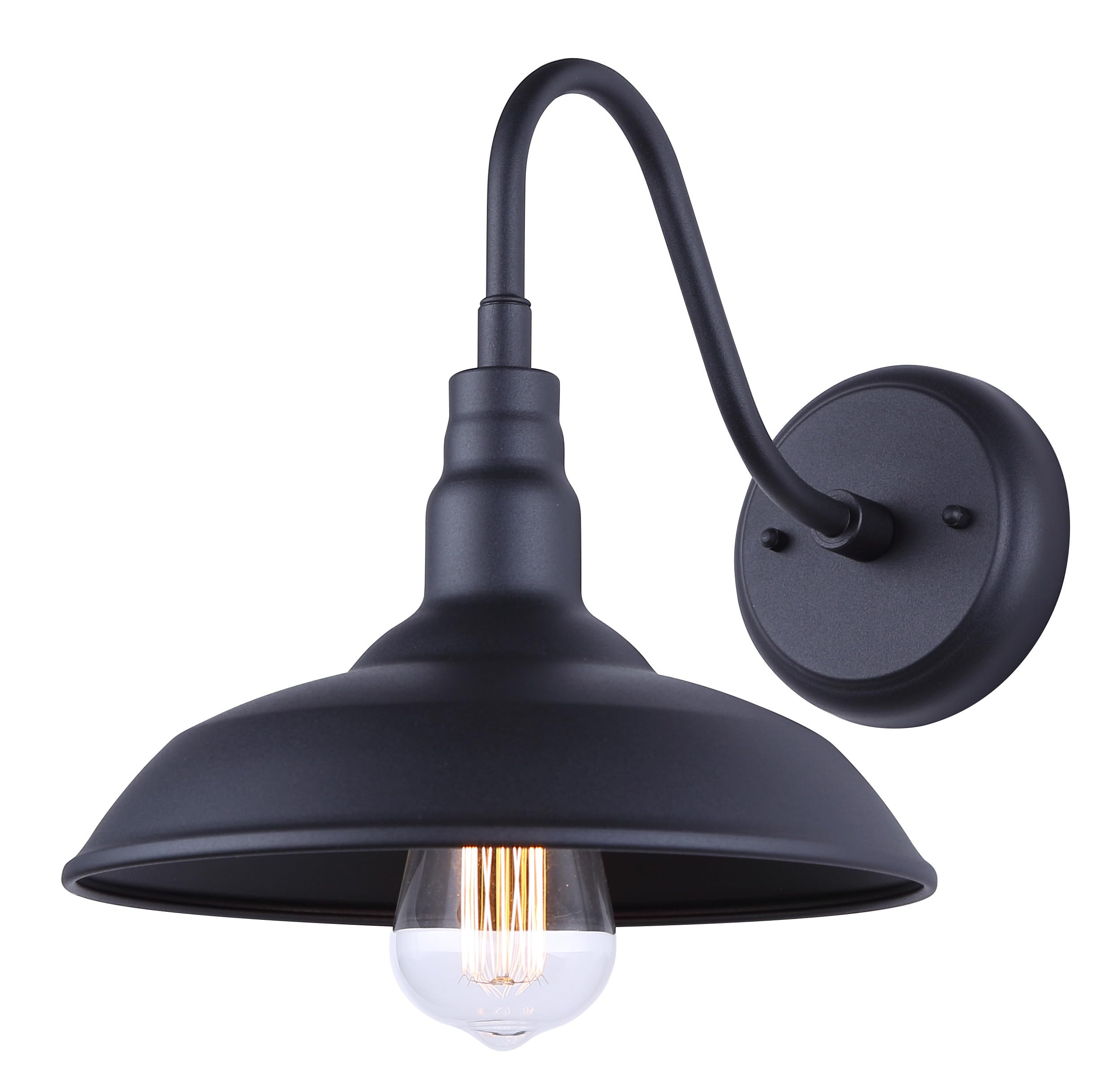 Canarm Hattie 1-Light Outdoor Barn Light, 10-Inch Black Wall Mounted Gooseneck Outdoor Lighting, Wet-Rated for Porch, Garage and