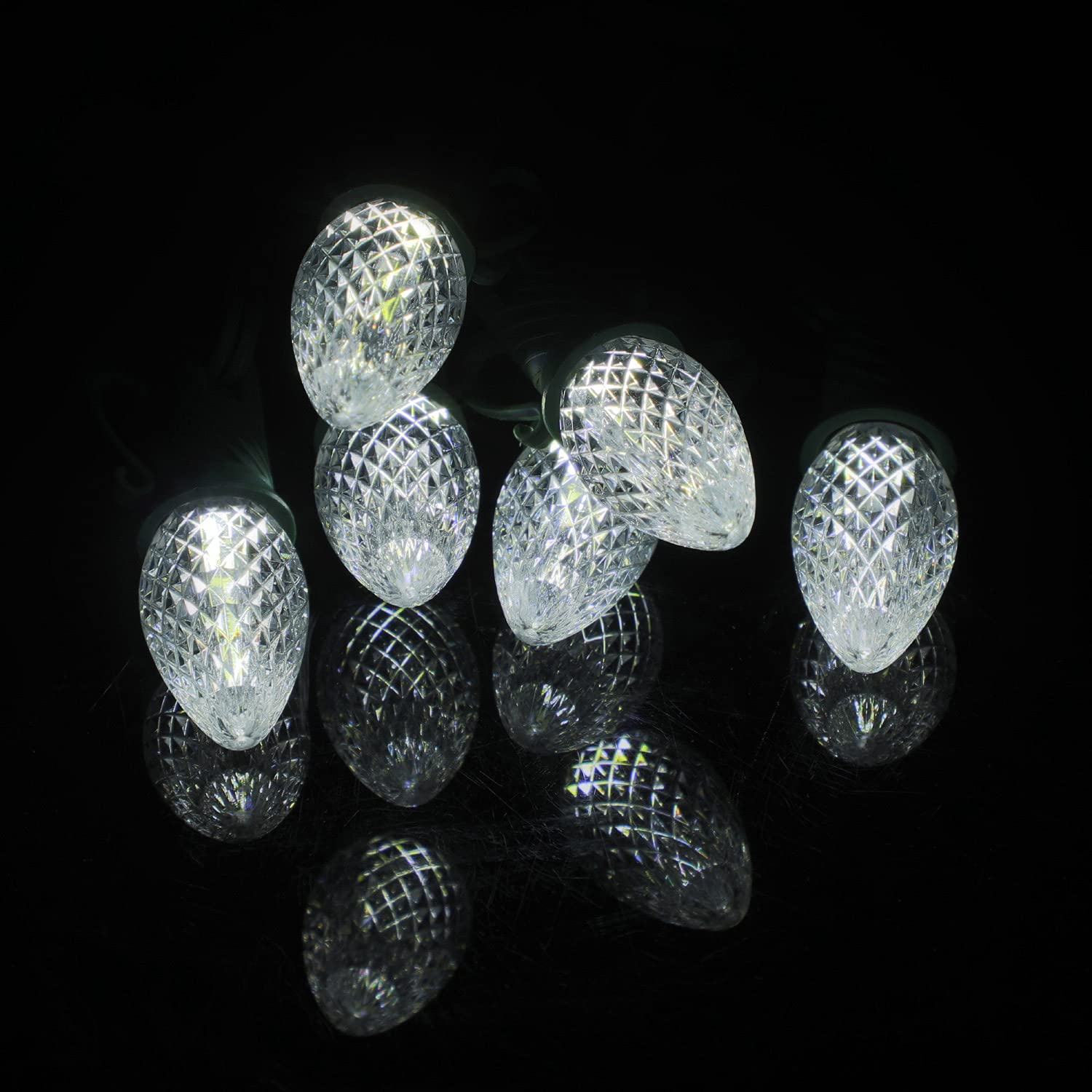 Pack Of 25 C7 Led Christmas Light Replacement Bulbs For Outdoor Holiday Decoration, Ul Ip65 Waterproof Dimmable Faceted C7 Light