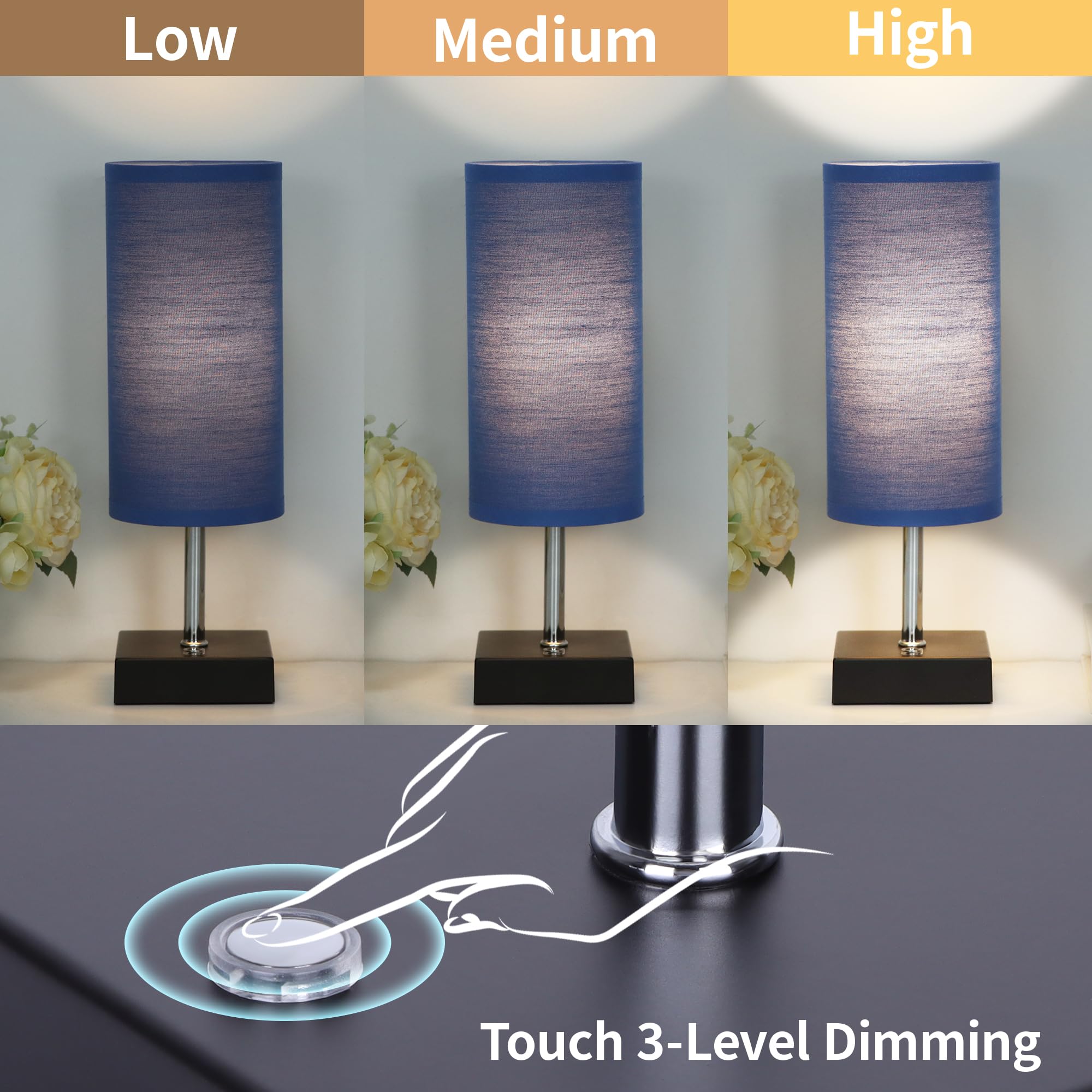 AVV Cordless Table Lamp, Battery Operated Lamp for Night Stand, 3 Modes Battery Powered Wireless Table Lamp, Touch Control Recha