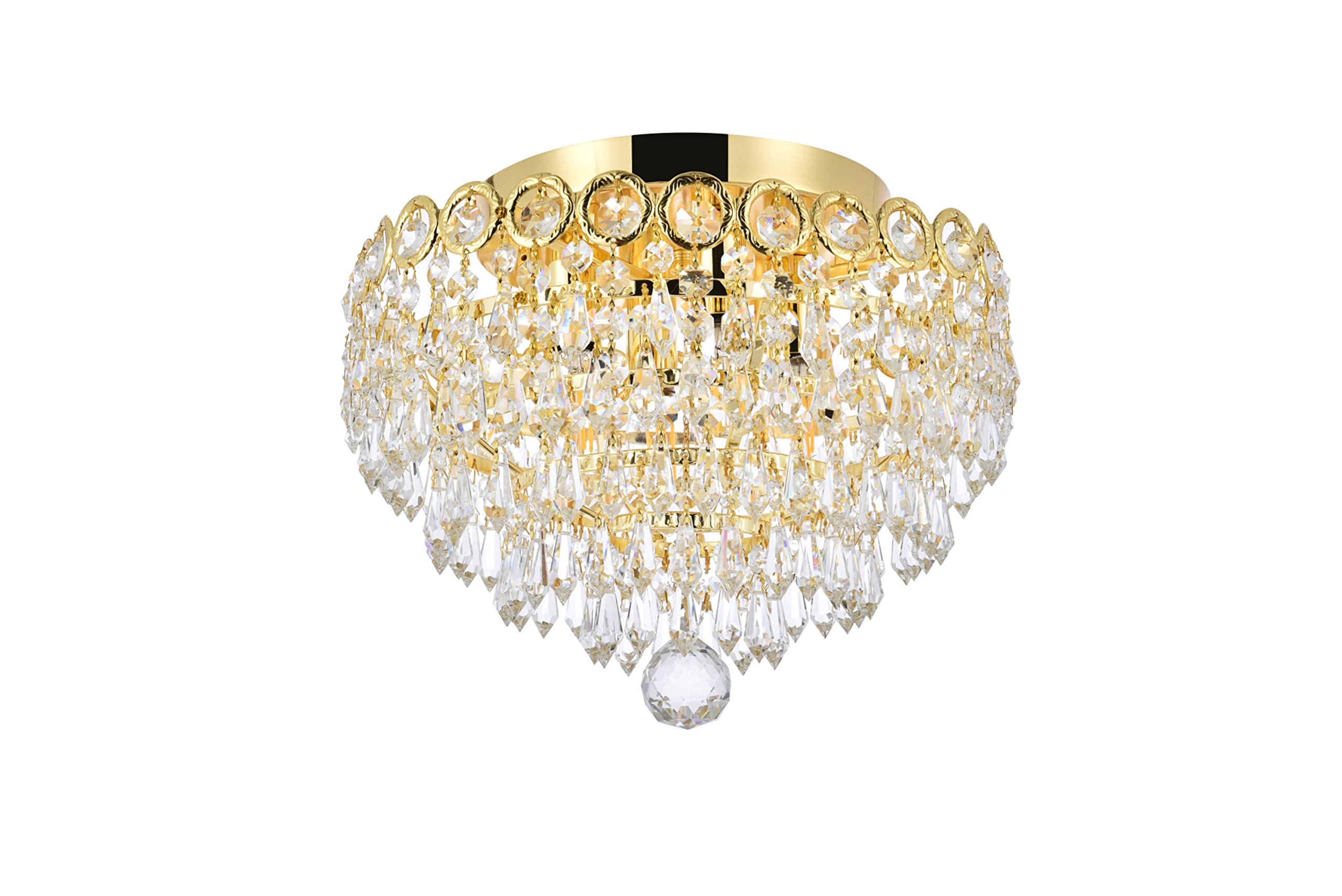 Elegant Lighting Century Four Light Flush Mount - Chrome Finish, Royal Cut Crystal