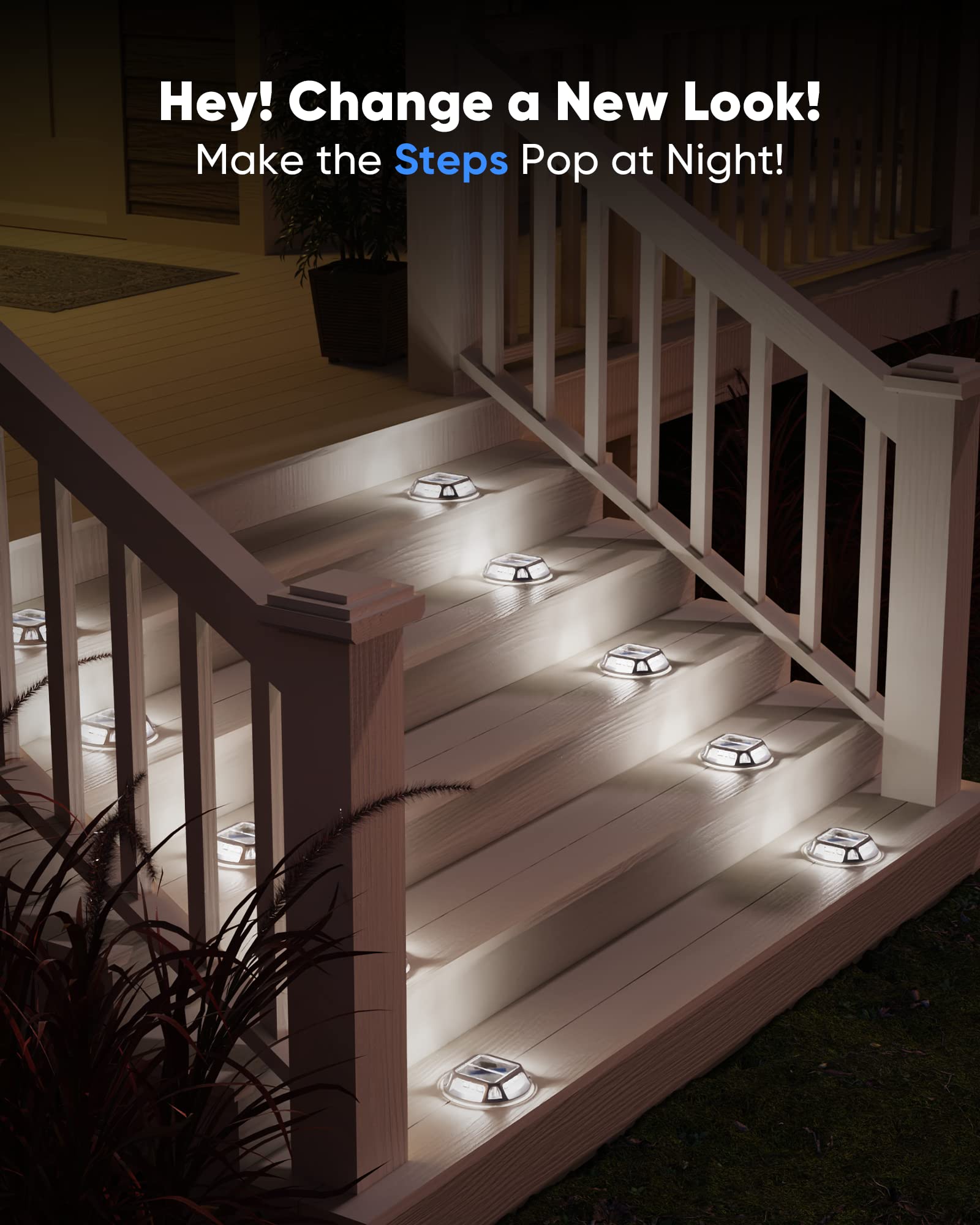 JACKYLED Solar Driveway Marker Lights, 12-Pack, IP68 Waterproof, Aluminum, Cool White, Model JK221042006-VC