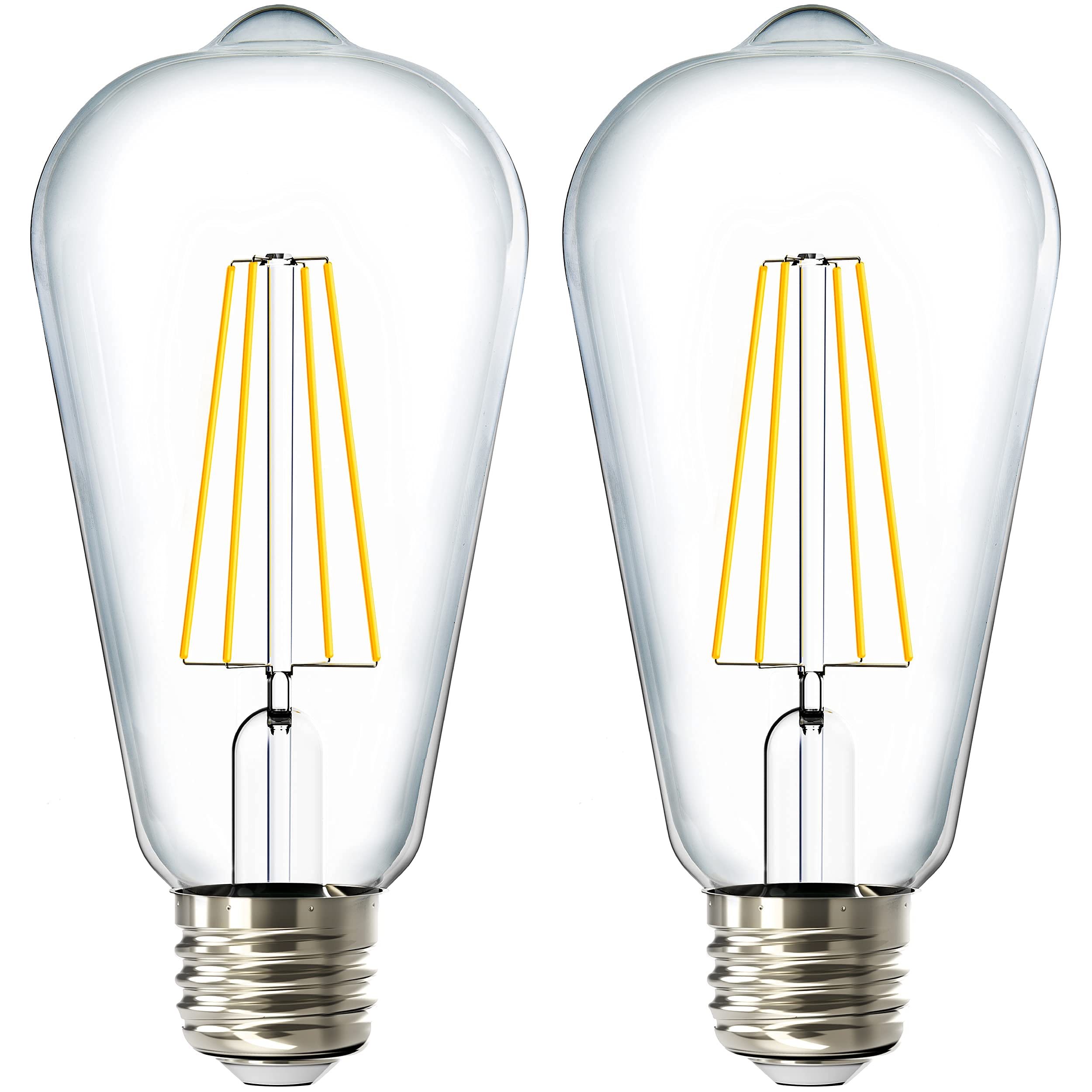Sunco Lighting Vintage LED Edison Bulbs 60W Equivalent 8.5W Dimmable 3000K Warm White E26 Base 2 Pack