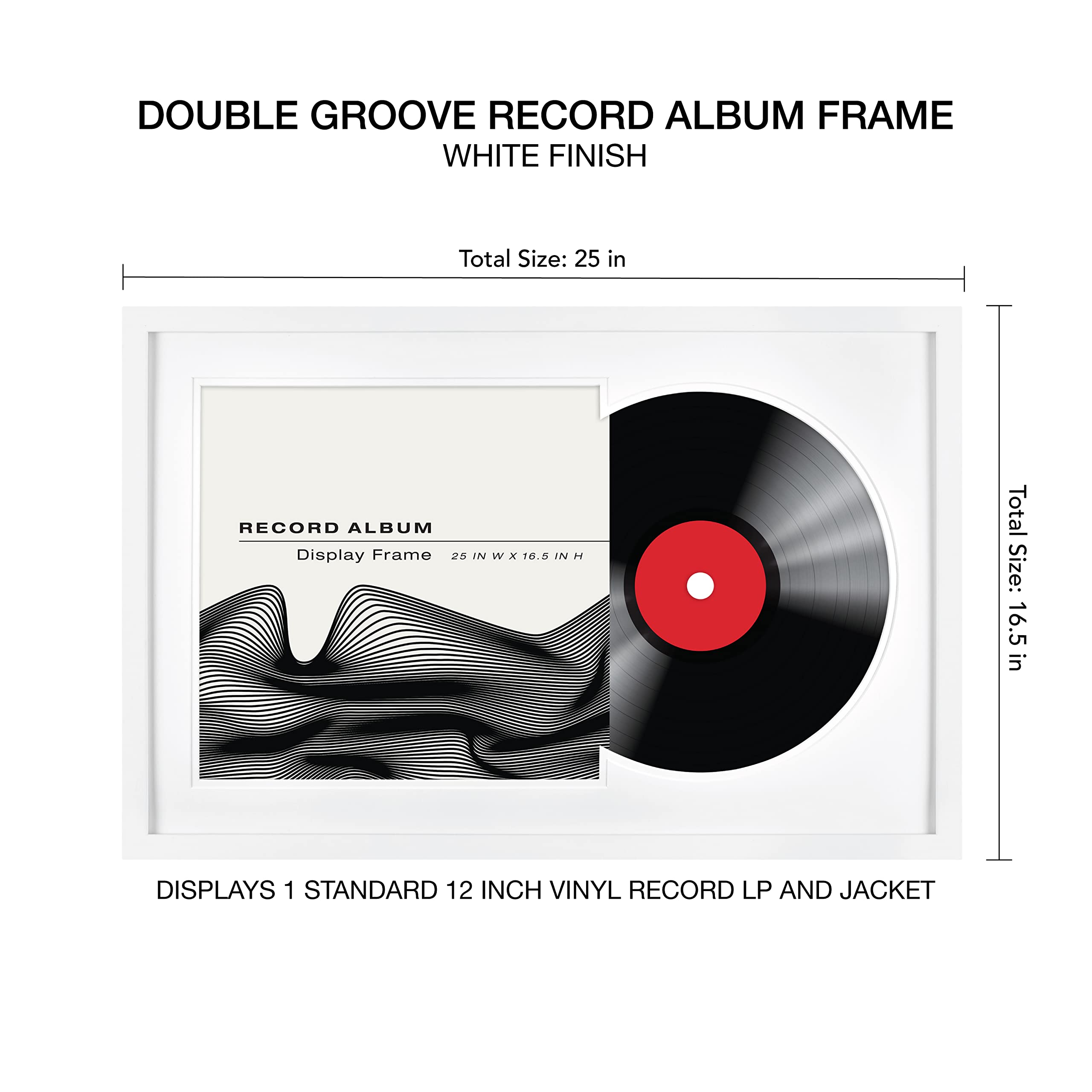 MCS Record Album Frame, White - 16.5 x 25 in, Stylish Display for Vinyl Records, Perfect for Home Decor and Music Lovers