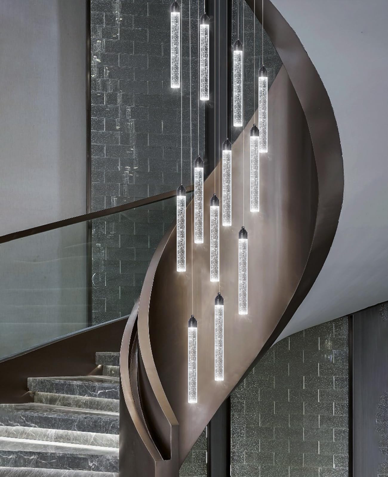 dolria 12-Lights Chandelier LED Dimmable Chandeliers for Entryway Flush Mount Ceiling Pendant Light Fixture Crystal Chandeliers 