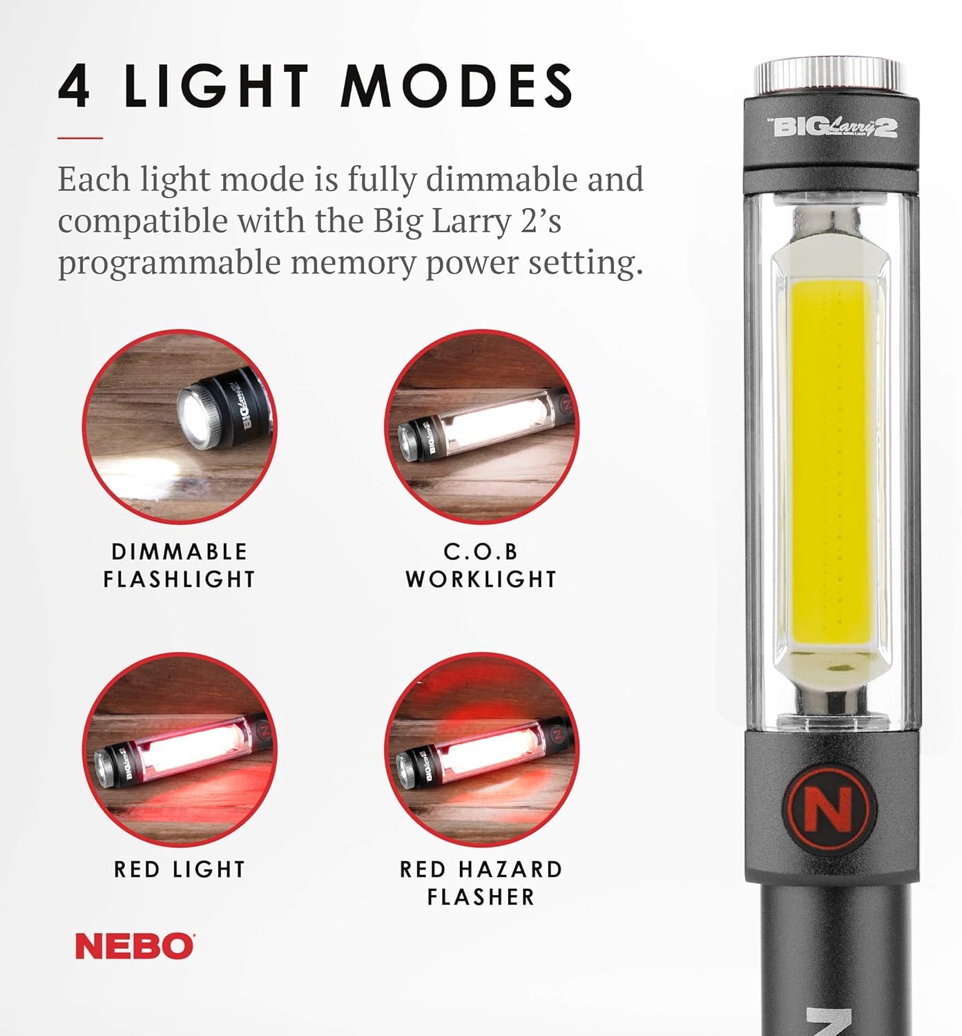 NEBO Magnetic NE6737 Big Larry 2 Pocket Work Light - Powerful LED Pen Inspection Flash Light, Black Torch