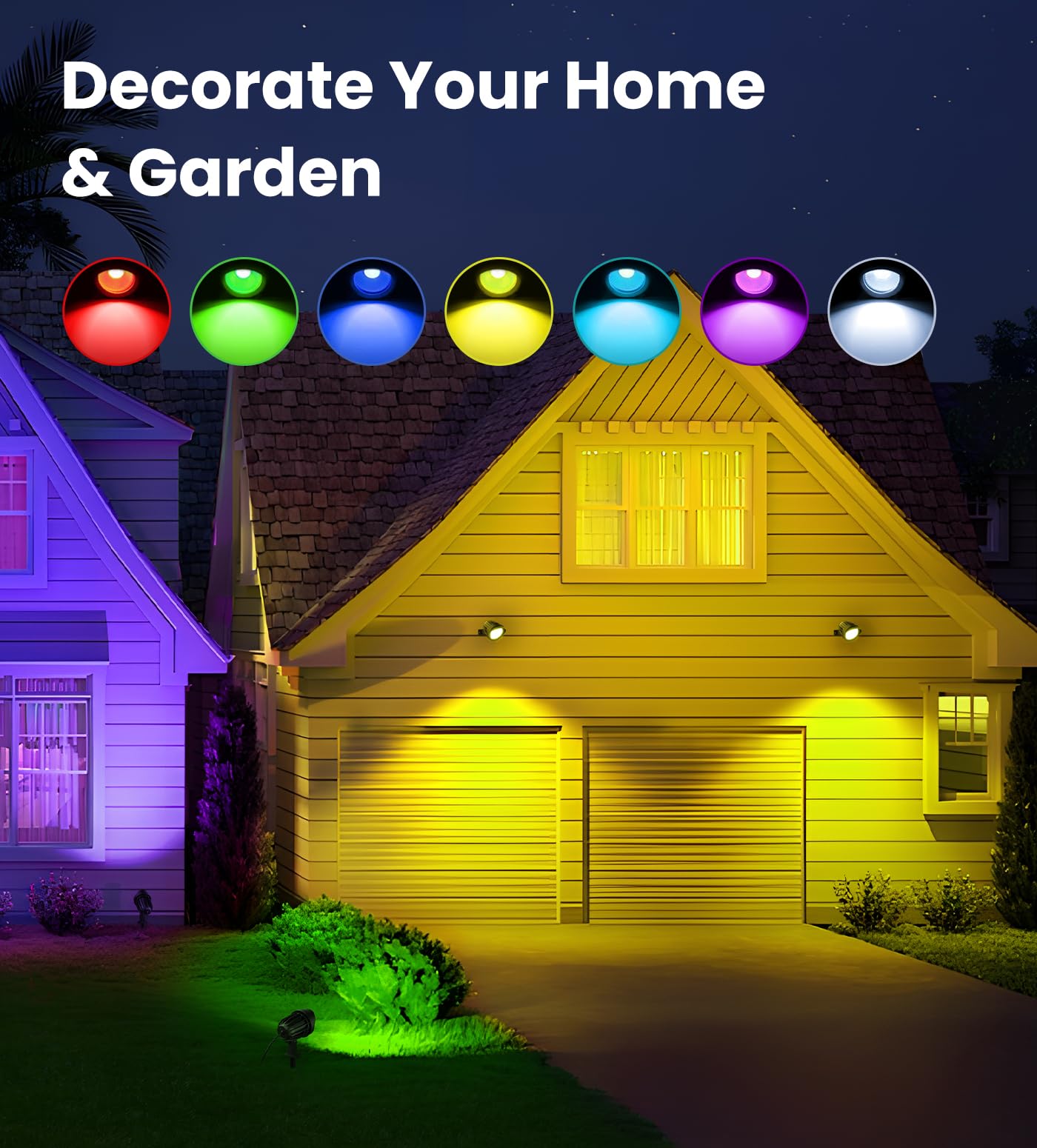 MEIKEE 15W RGB Landscape Spot Lights - 8 Pack, Color Changing, Remote Control, IP66 Outdoor Lighting for Christmas & Halloween