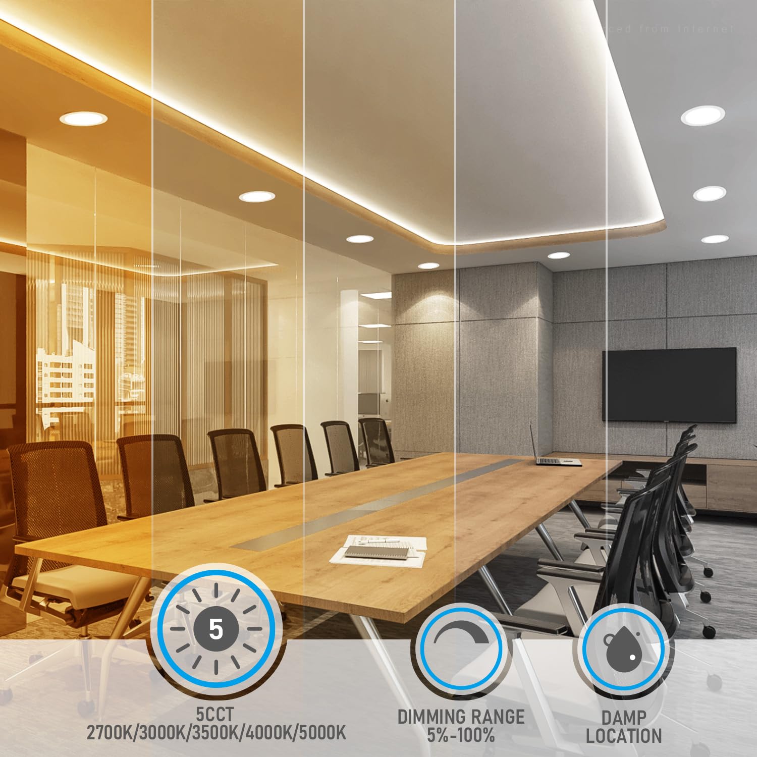 TORCHSTAR 8 Inch Ultra-Thin LED Recessed Lighting, 5CCT, Aluminum, Model A-79310, 18W 1450LM, Dimmable, ET