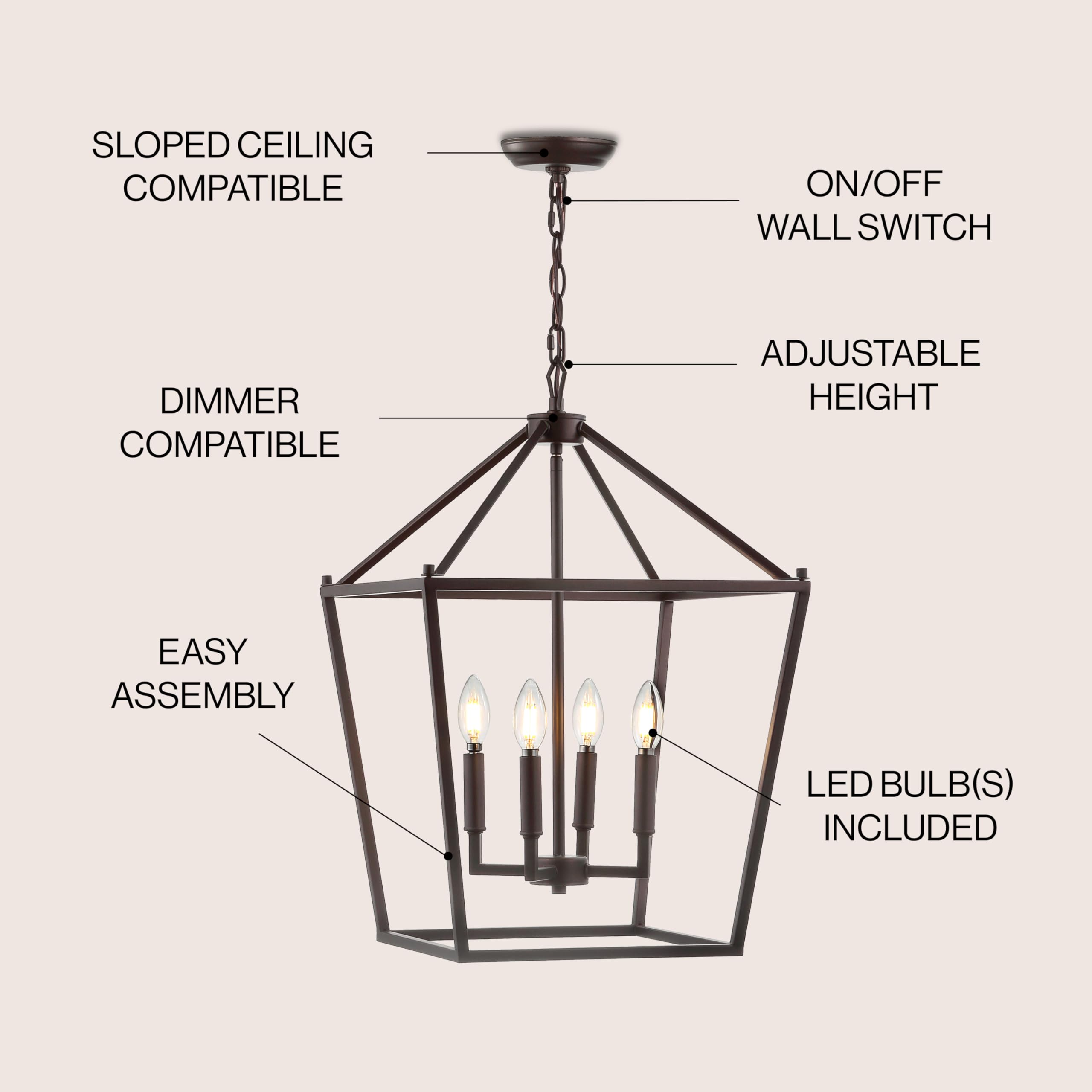 Jonathan Y Jyl7437A Pagoda Lantern Dimmable Adjustable Metal Led Pendant Classic Traditional Farmhouse Dining Room Living Room K